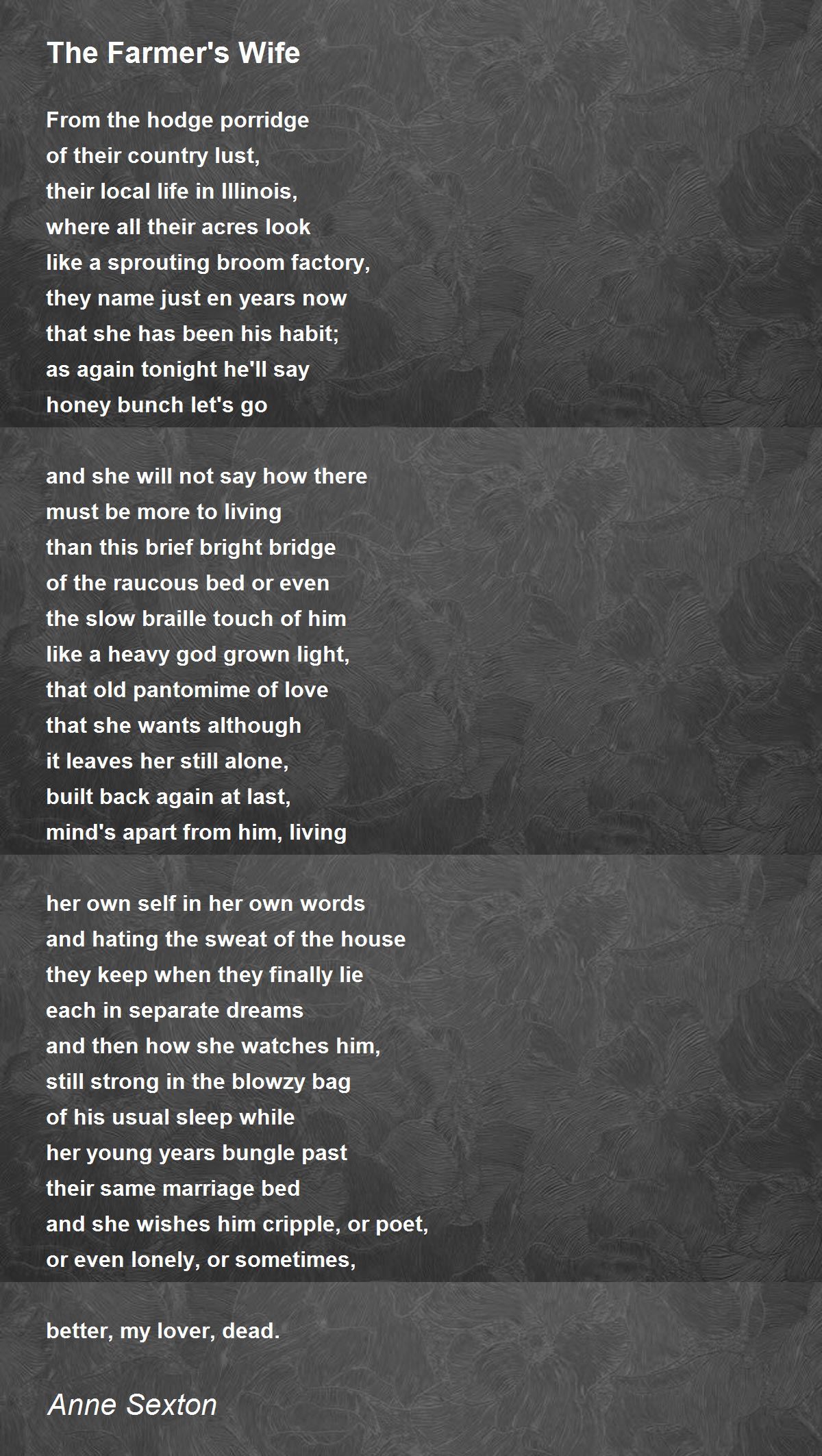 The Farmer's Wife The Farmer's Wife Poem by Anne Sexton