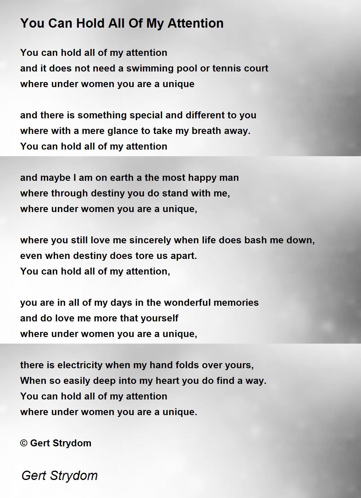 You Can Hold All Of My Attention You Can Hold All Of My Attention