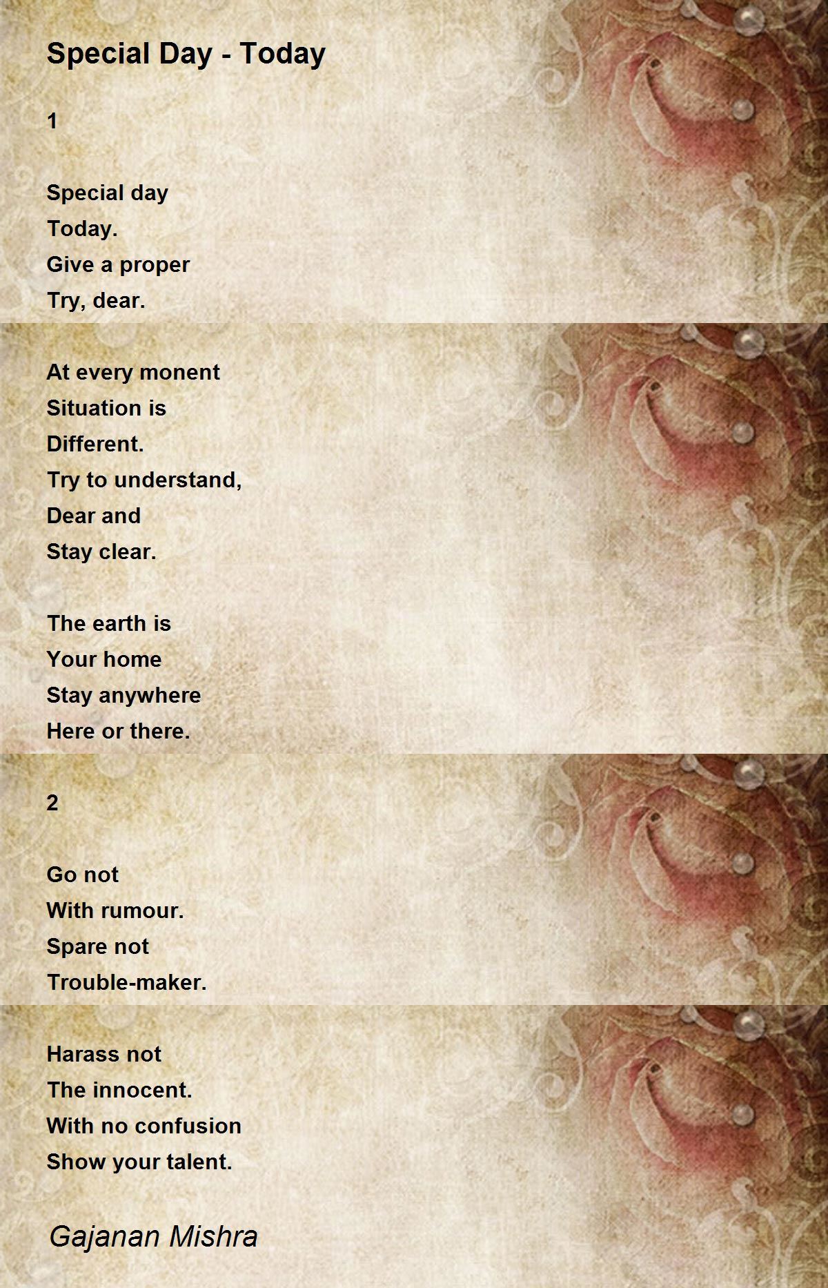 Special Day Today Special Day Today Poem by Gajanan Mishra