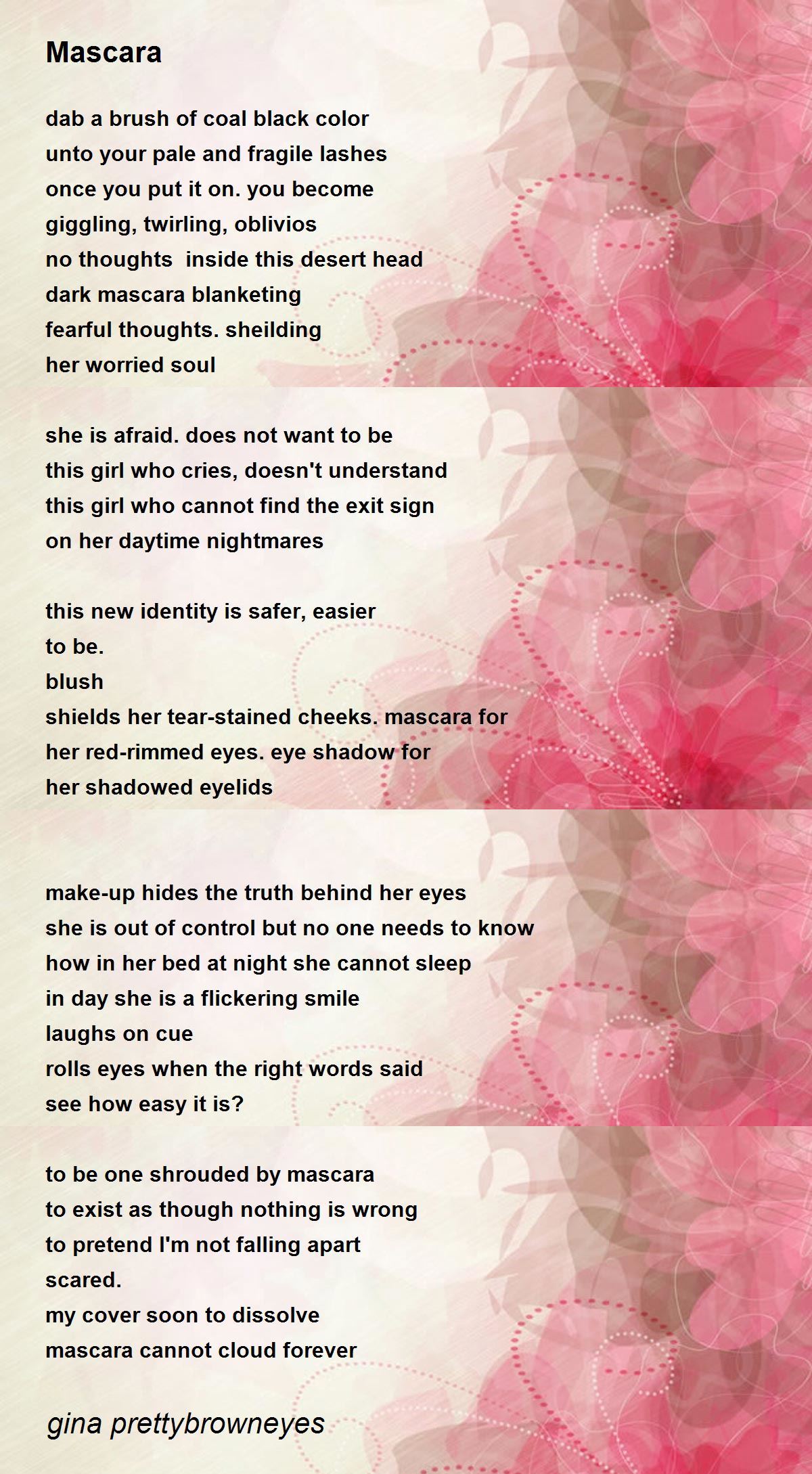 Mascara Poem by gina prettybrowneyes Poem Hunter