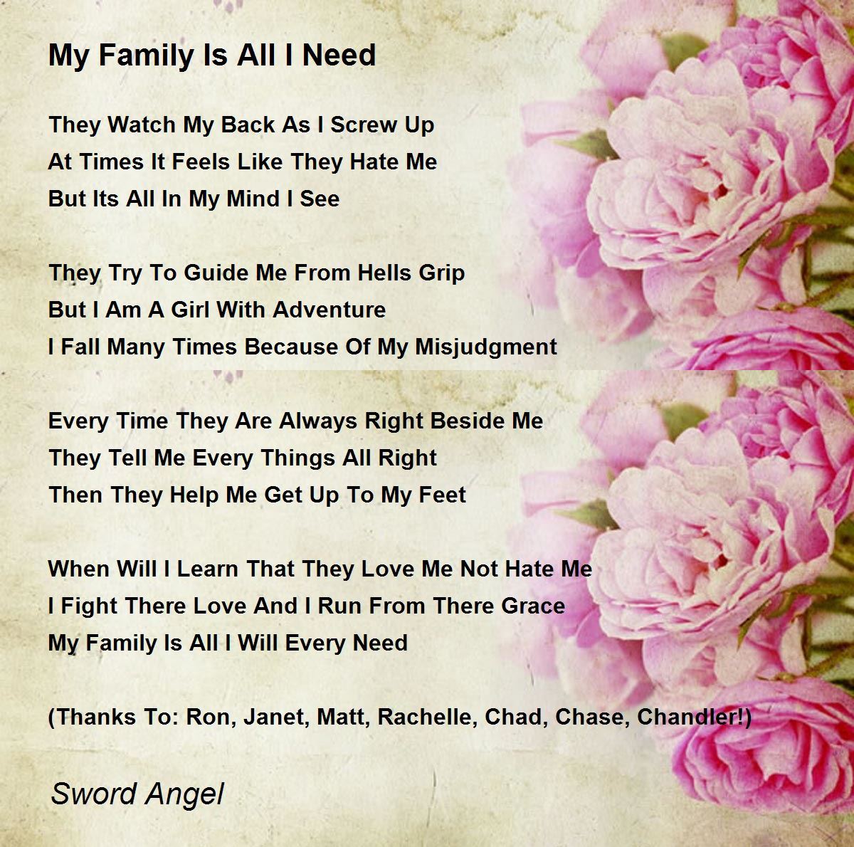 My Family Is All I Need My Family Is All I Need Poem by Sword Angel