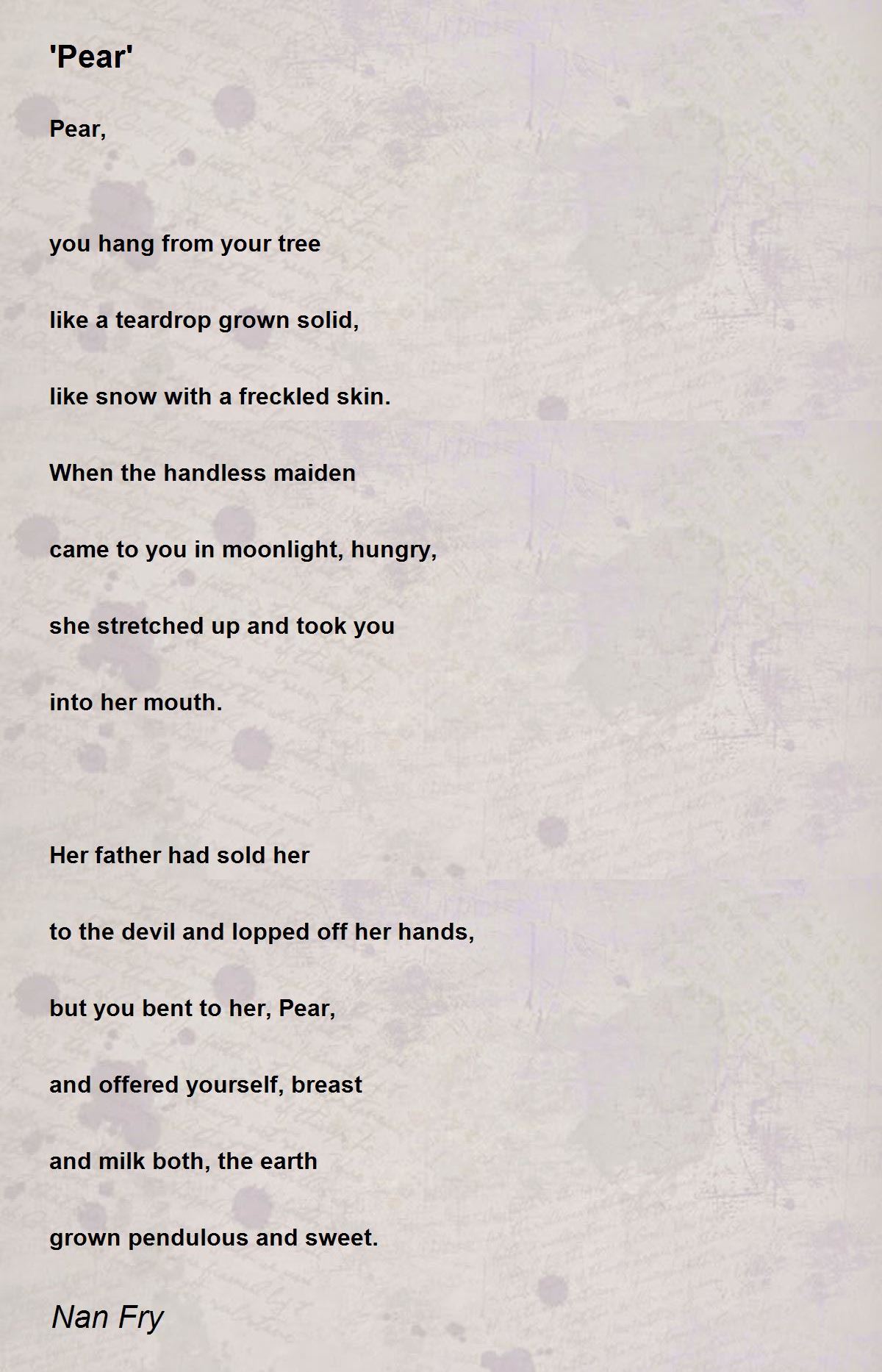 'Pear' 'Pear' Poem by Nan Fry