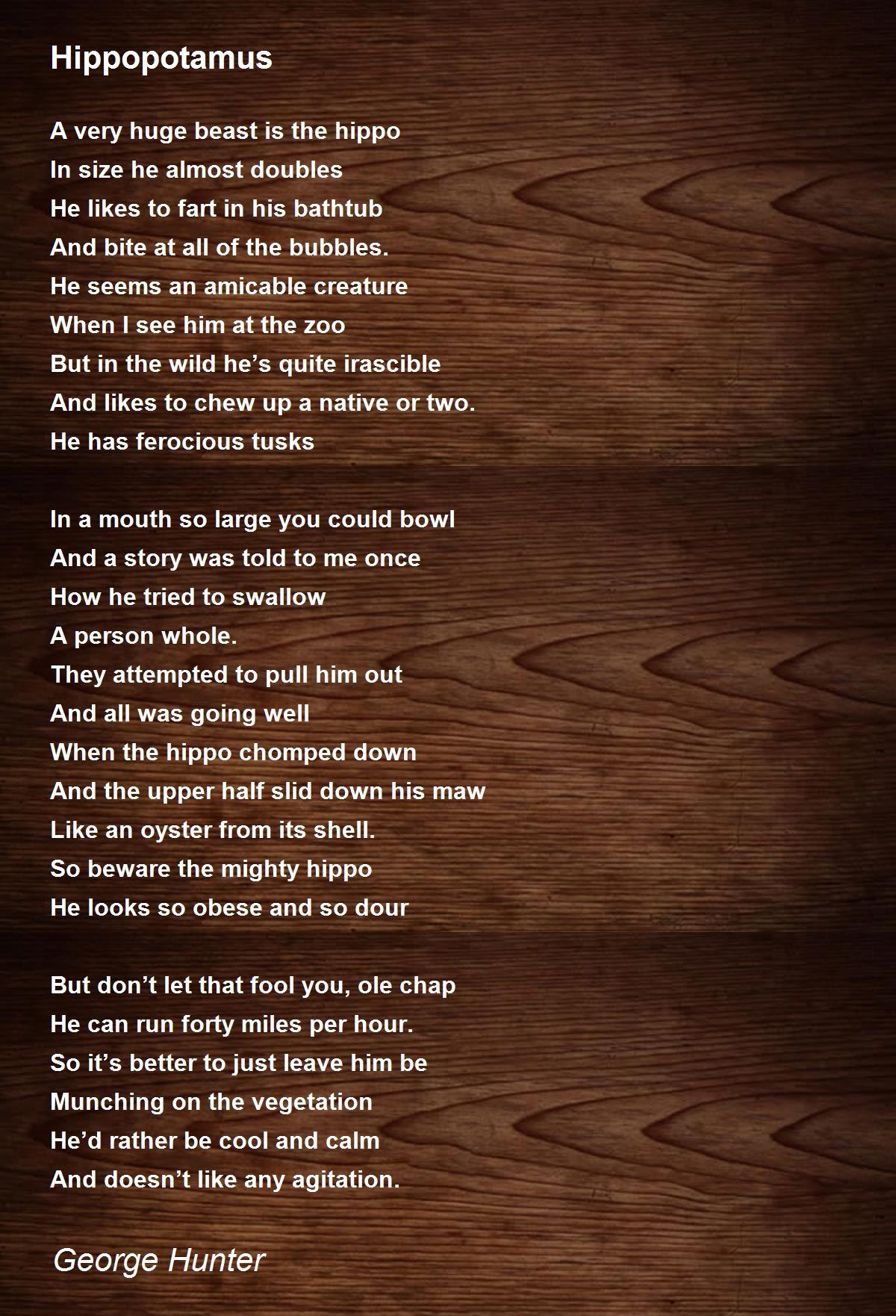 Hippopotamus Poem by George Hunter - Poem Hunter