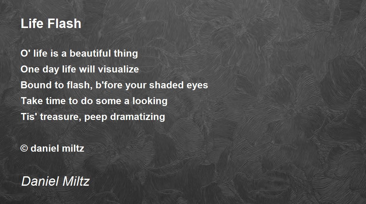 Life Flash by Daniel Miltz Life Flash Poem