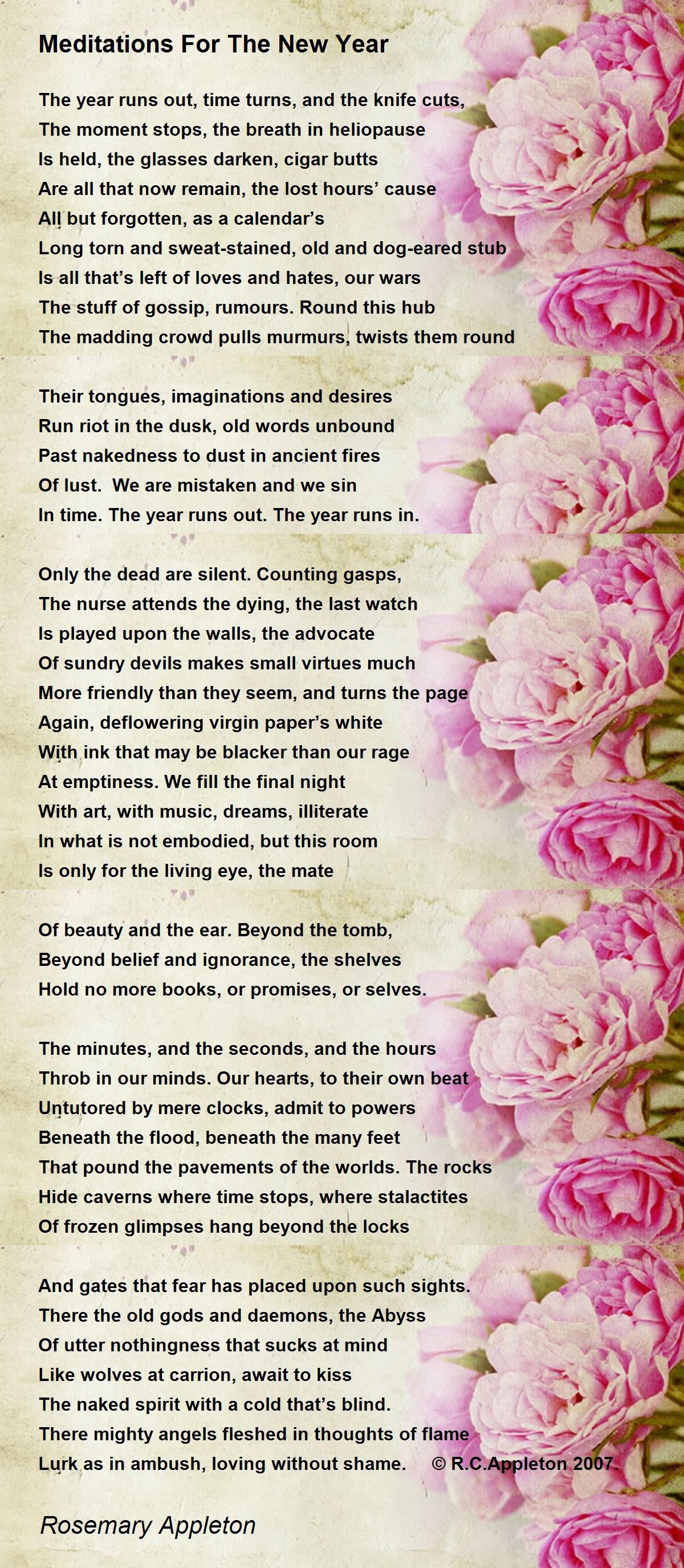 Meditations For The New Year - Meditations For The New Year Poem by