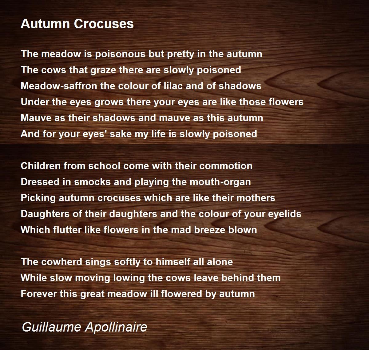 Autumn Crocuses Poem by Guillaume Apollinaire - Poem Hunter