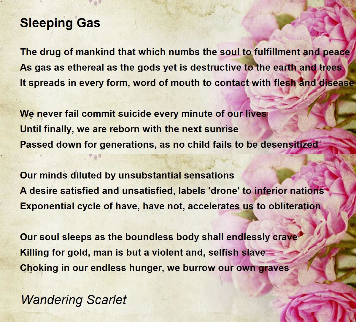 Sleeping Gas poem summary, analysis and comments. 