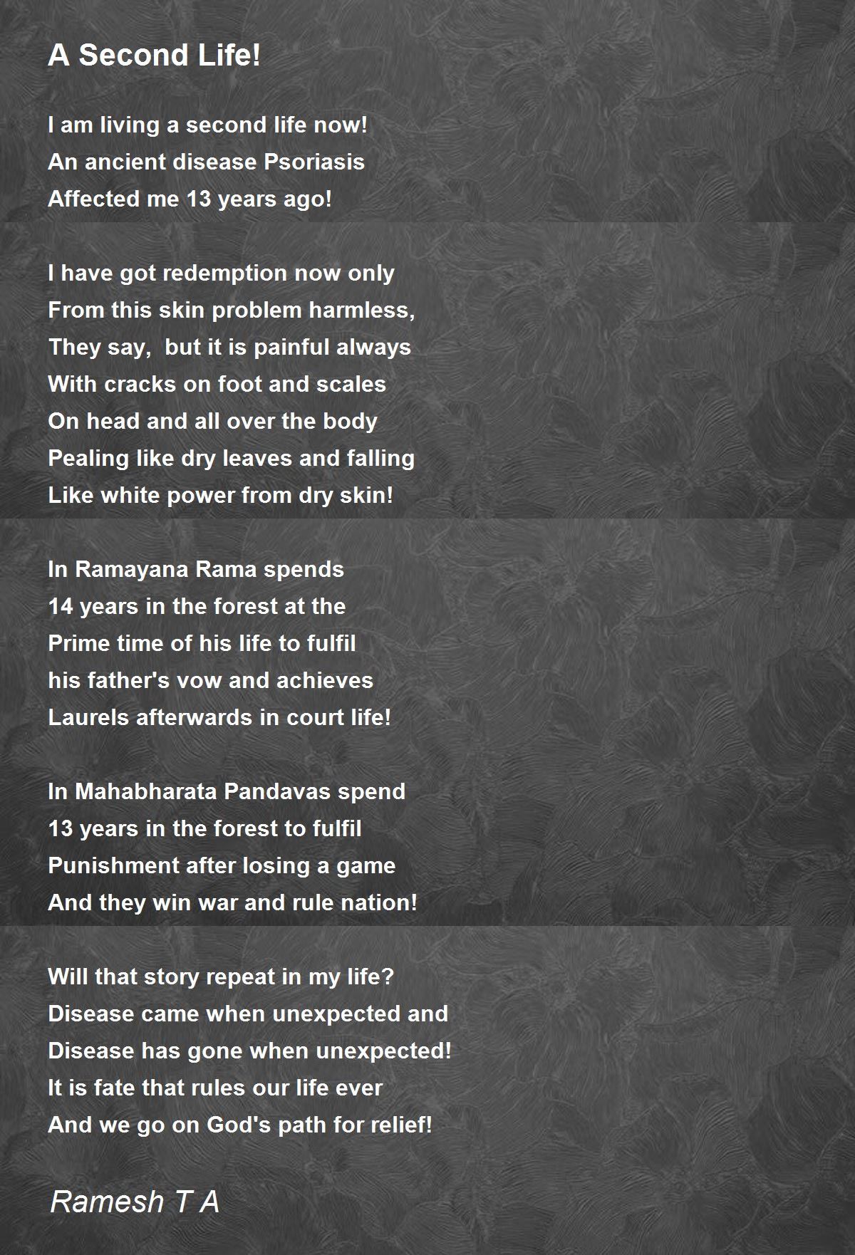 A Second Life! A Second Life! Poem by Ramesh T A
