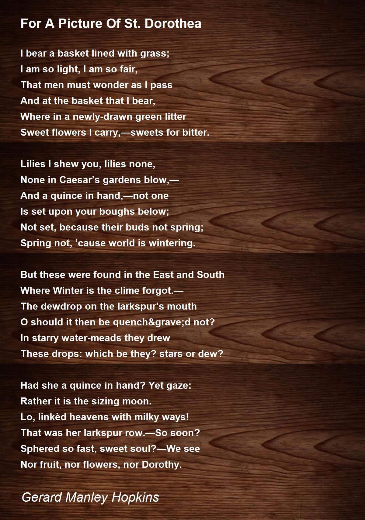 For A Picture Of St. Dorothea by Gerard Manley Hopkins - For A Picture