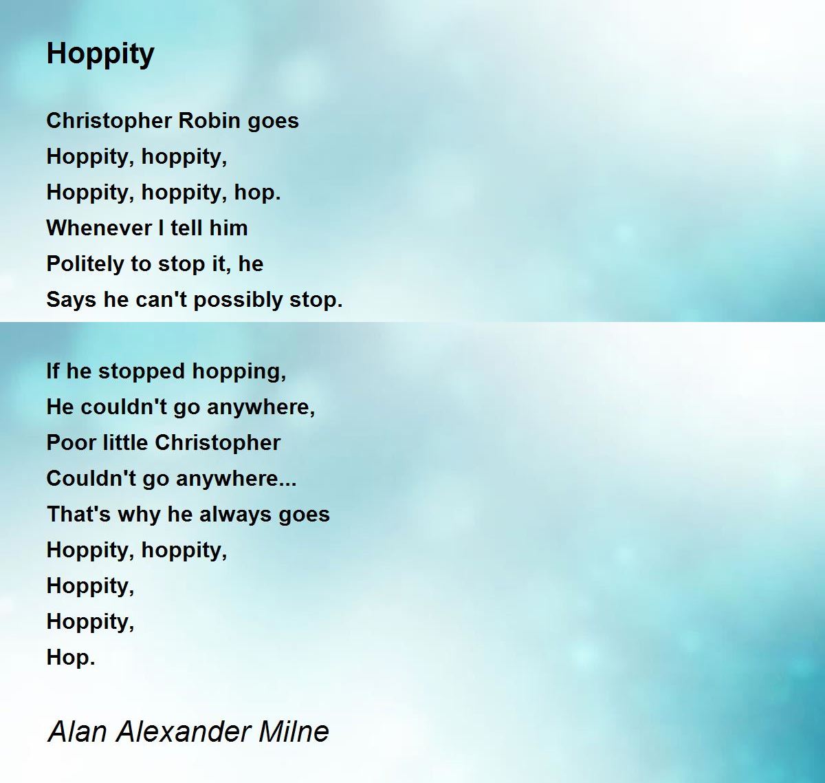 Hoppity Poem by Alan Alexander Milne - Poem Hunter