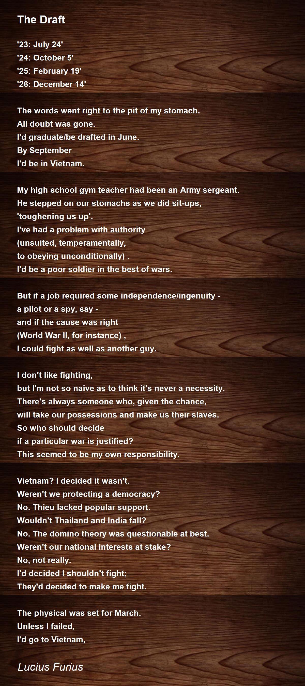 The Draft The Draft Poem by Lucius Furius