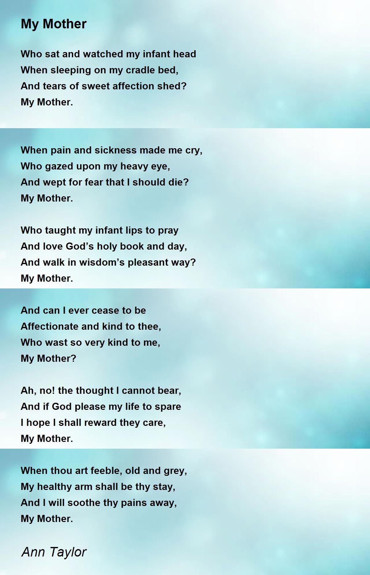 My Mother - My Mother Poem by Ann Taylor