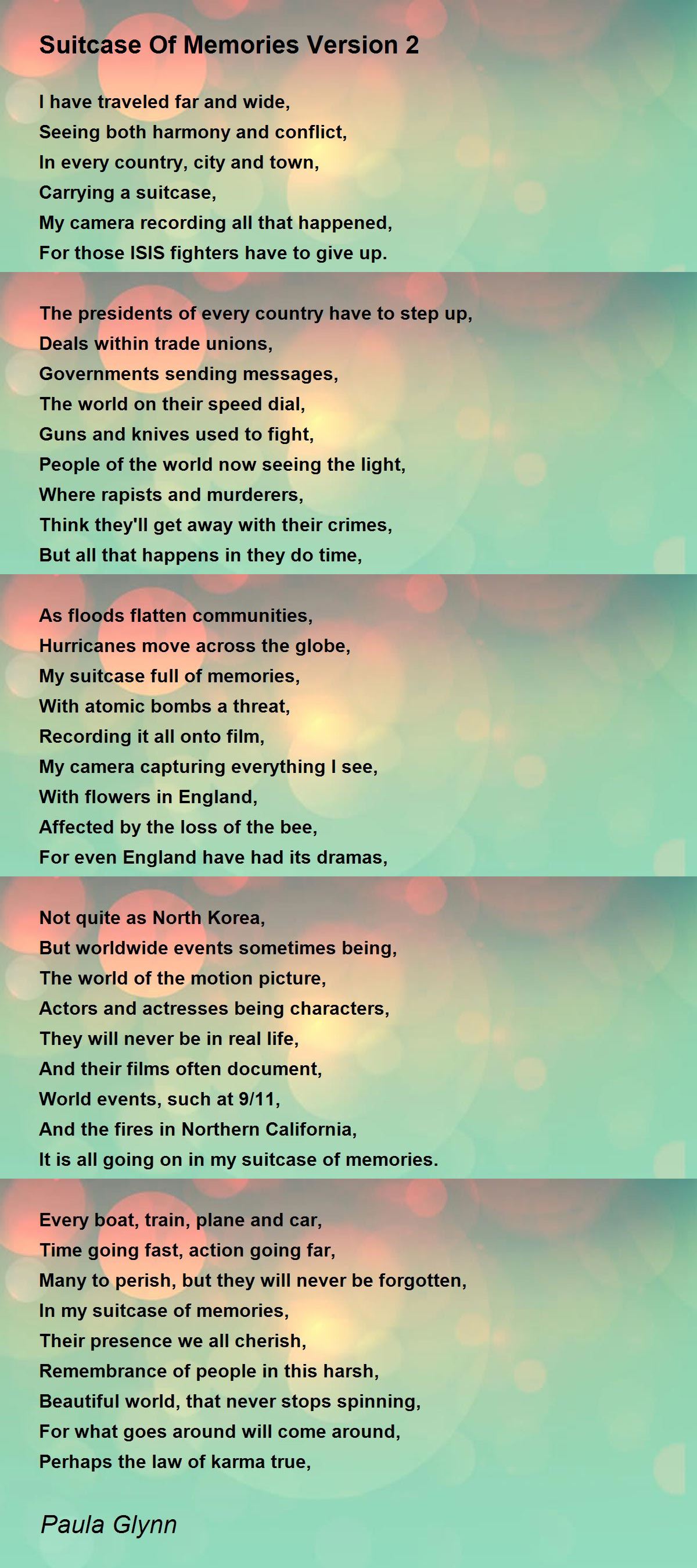 Suitcase Of Memories Version 2 by Paula Glynn Suitcase Of Memories