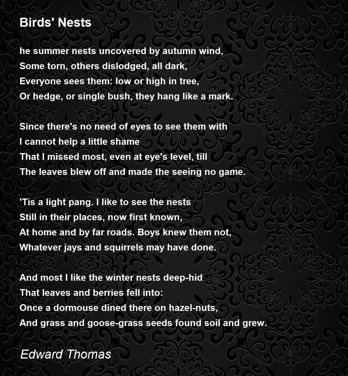 Birds' Nests Birds' Nests Poem by Edward Thomas