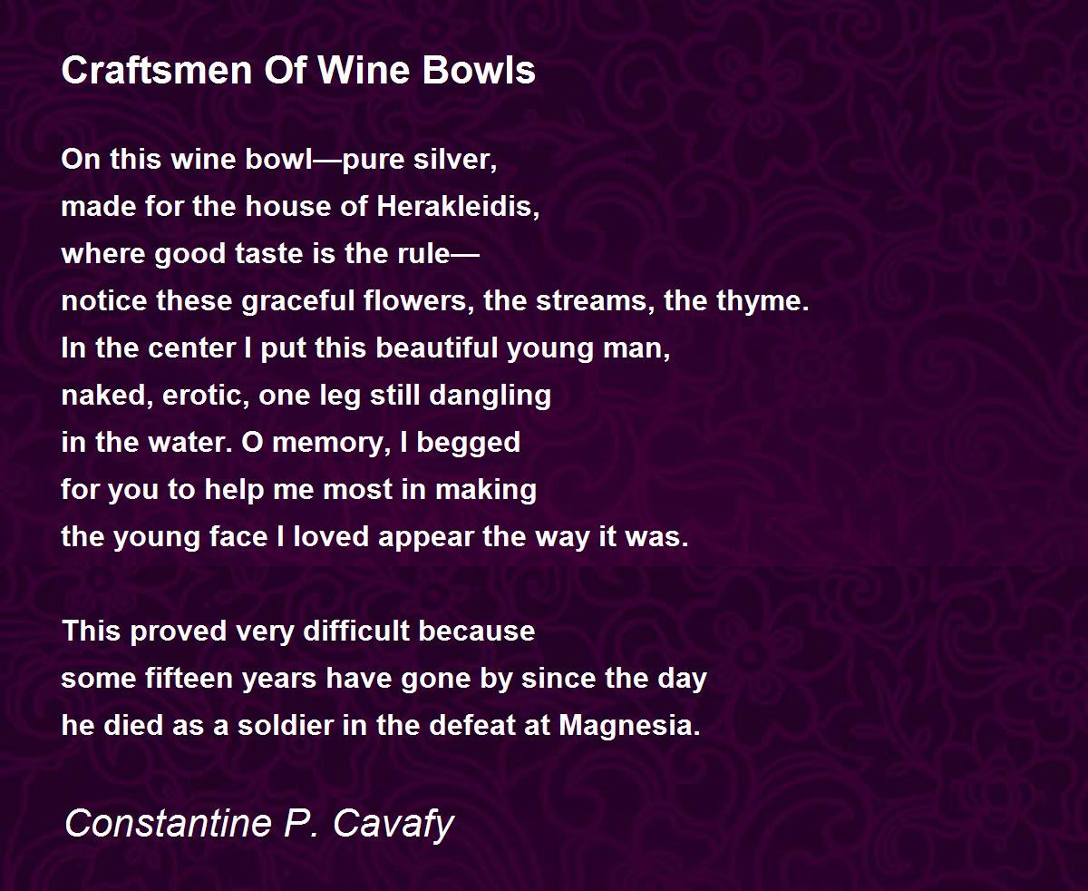 Craftsmen Of Wine Bowls Poem by Constantine P. Cavafy Poem Hunter