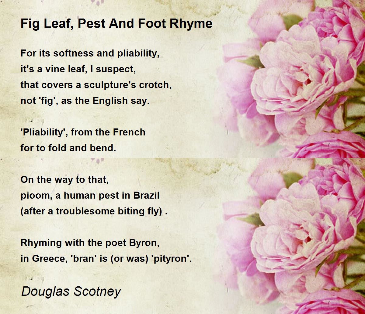 Fig Leaf, Pest And Foot Rhyme Fig Leaf, Pest And Foot Rhyme Poem by