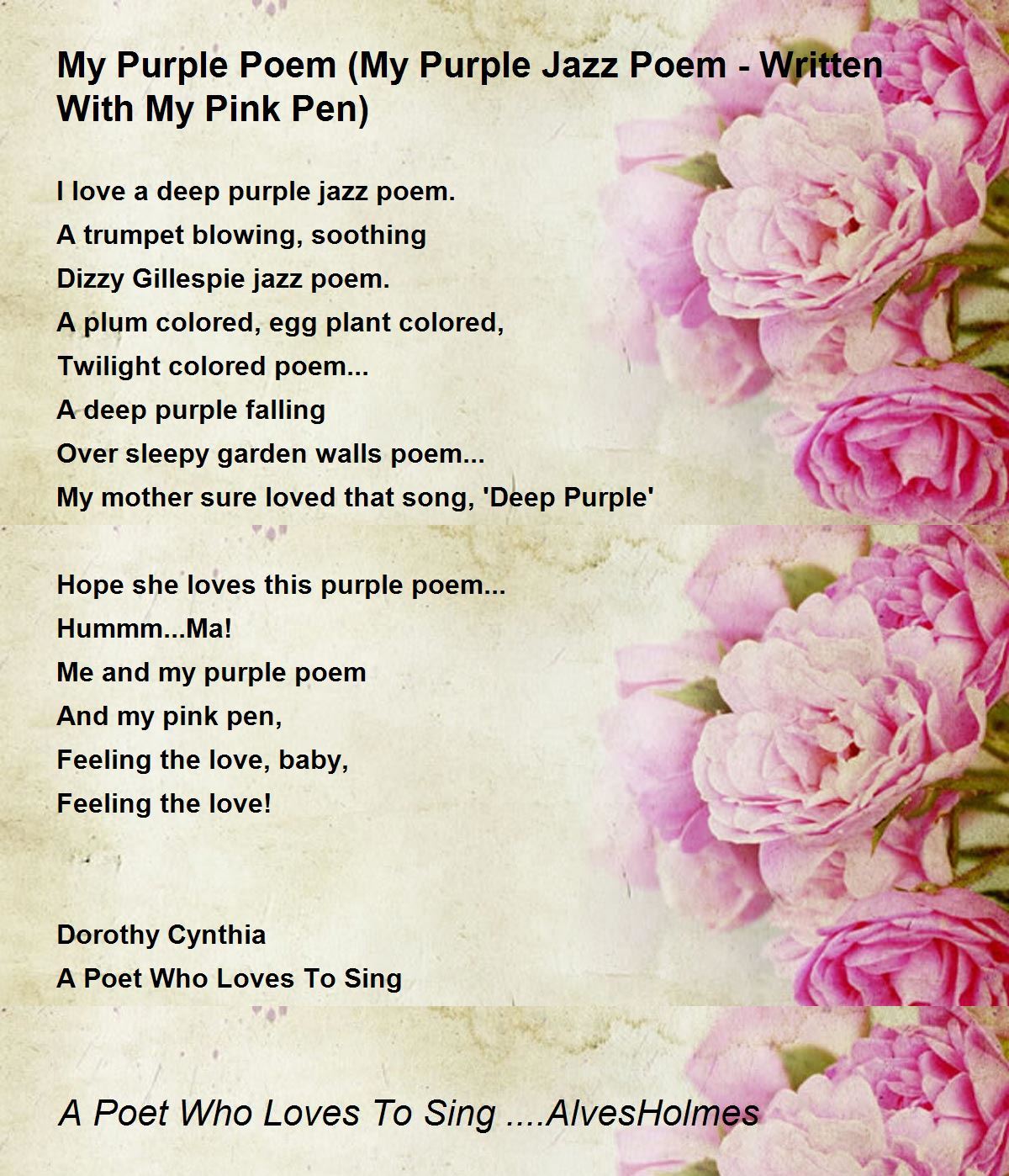 My Purple Poem (My Purple Jazz Poem Written With My Pink Pen) My