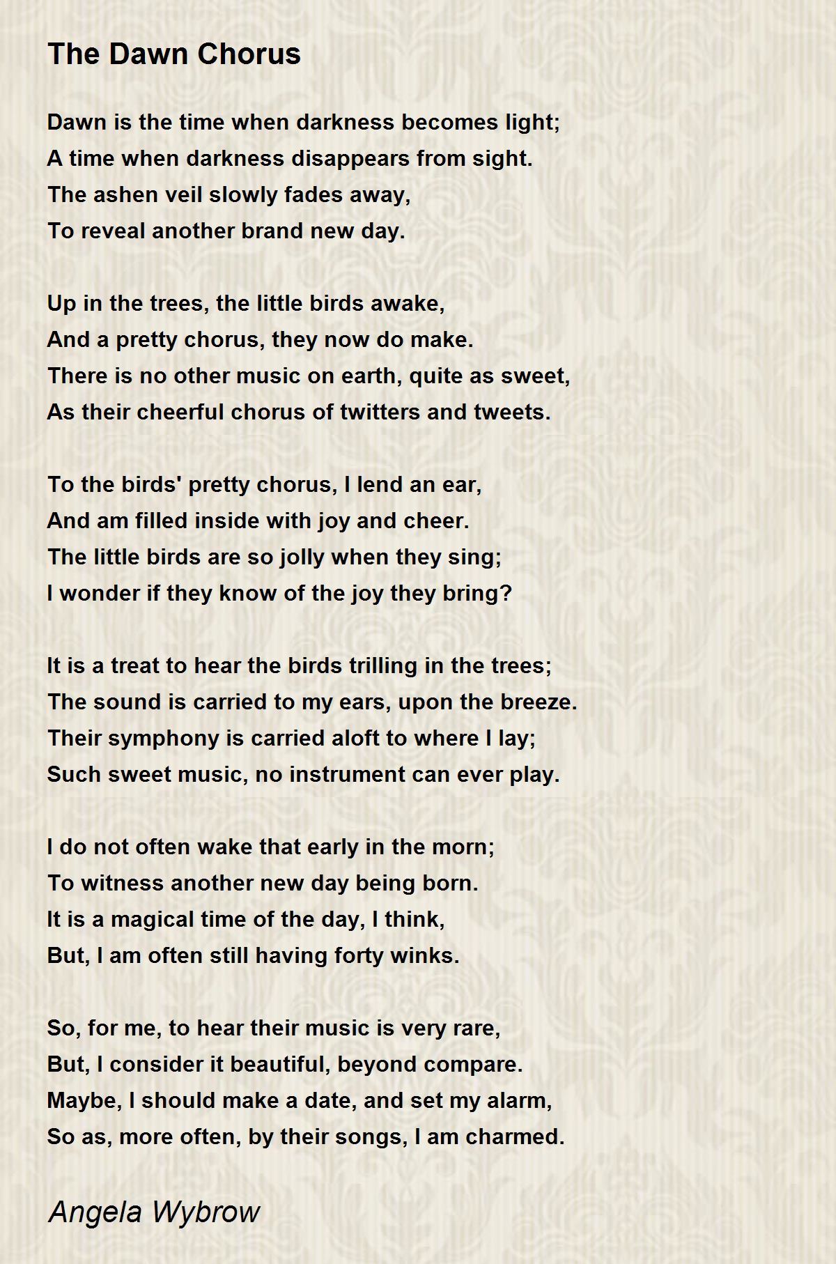 The Dawn Chorus The Dawn Chorus Poem by Angela Wybrow