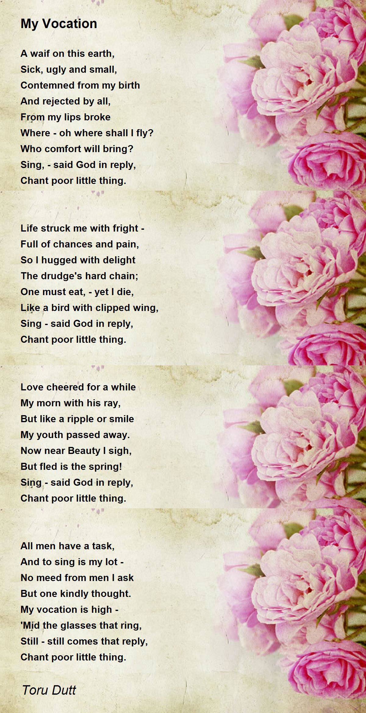 My Vocation My Vocation Poem by Toru Dutt