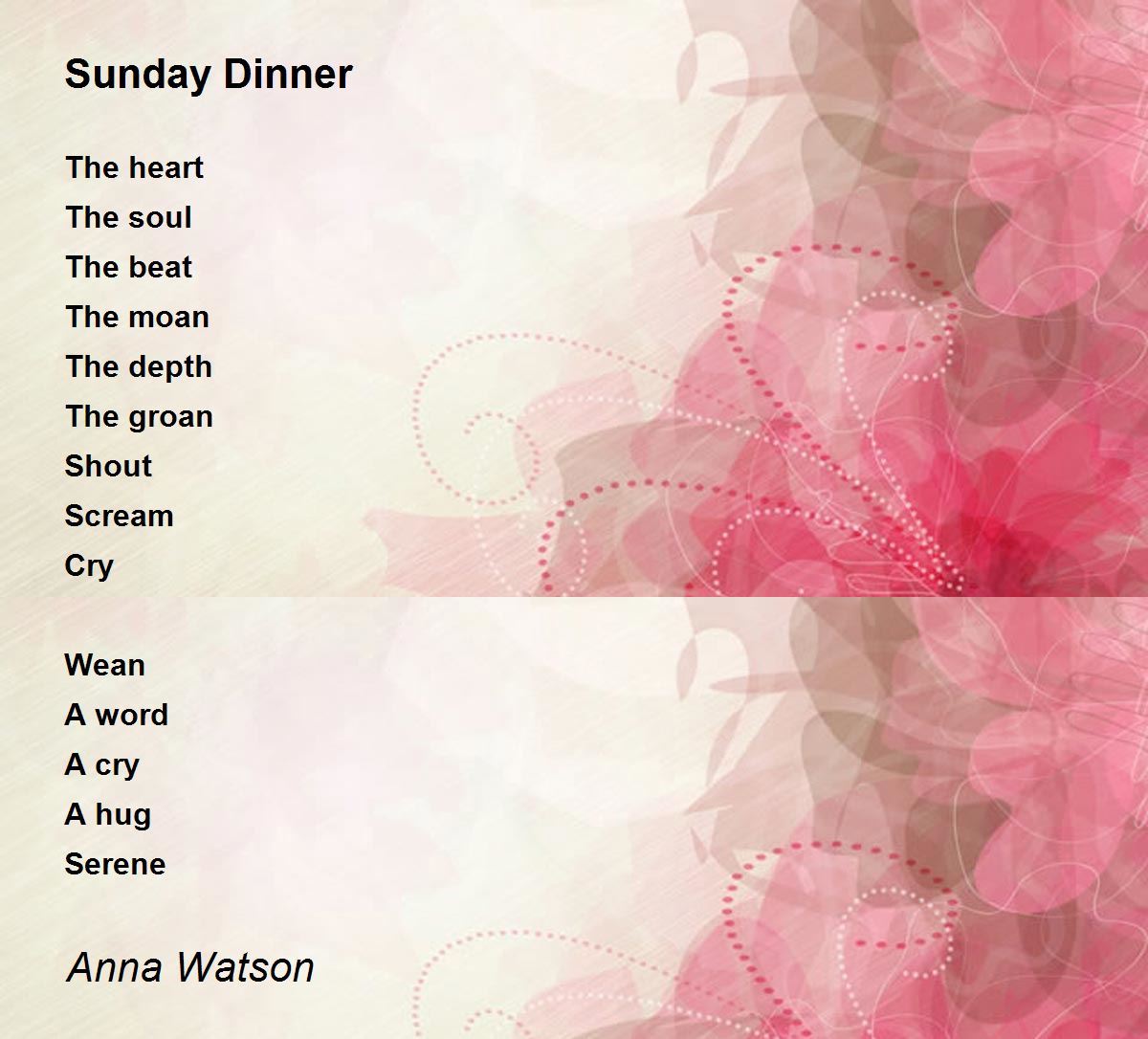 Sunday Dinner Poem by Anna Watson Poem Hunter