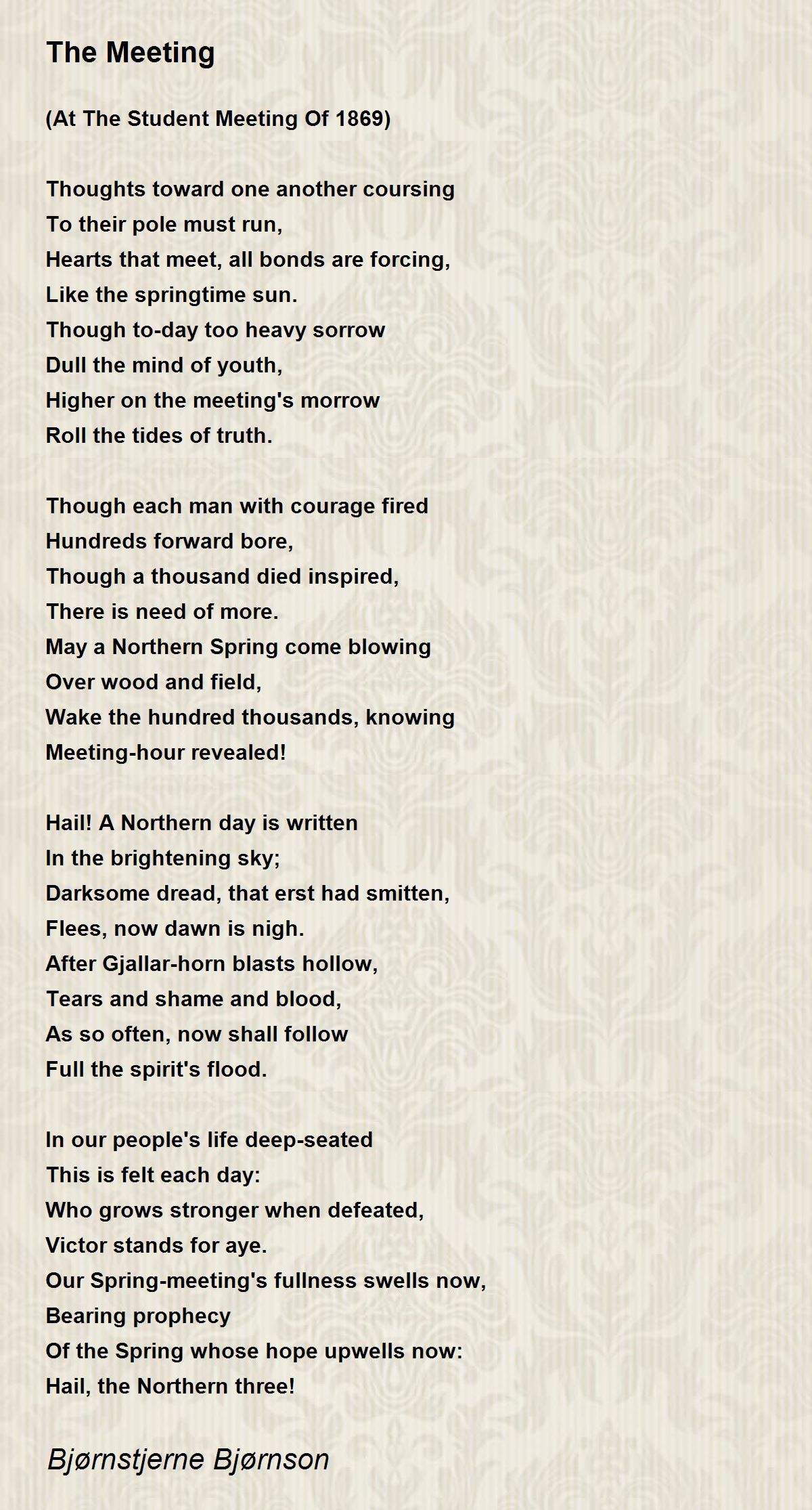 The Meeting The Meeting Poem by Bjørnstjerne Bjørnson