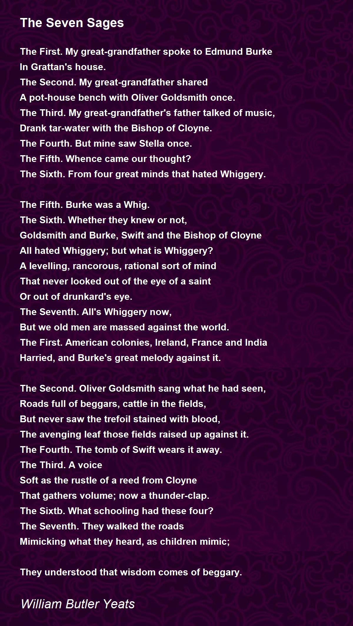 The Seven Sages The Seven Sages Poem by William Butler Yeats