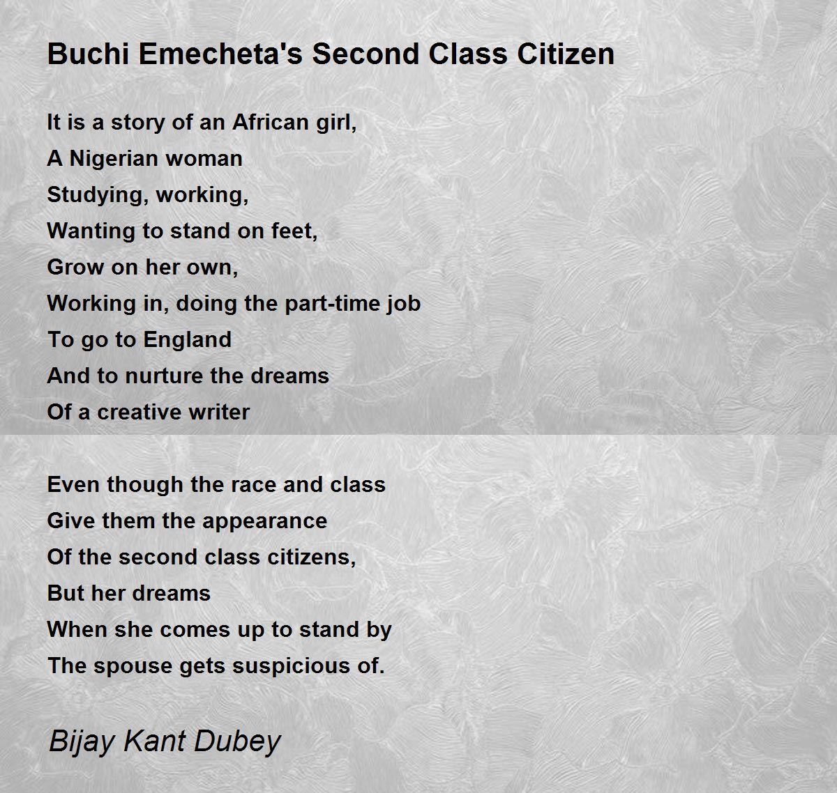 Buchi Emecheta's Second Class Citizen Buchi Emecheta's Second Class