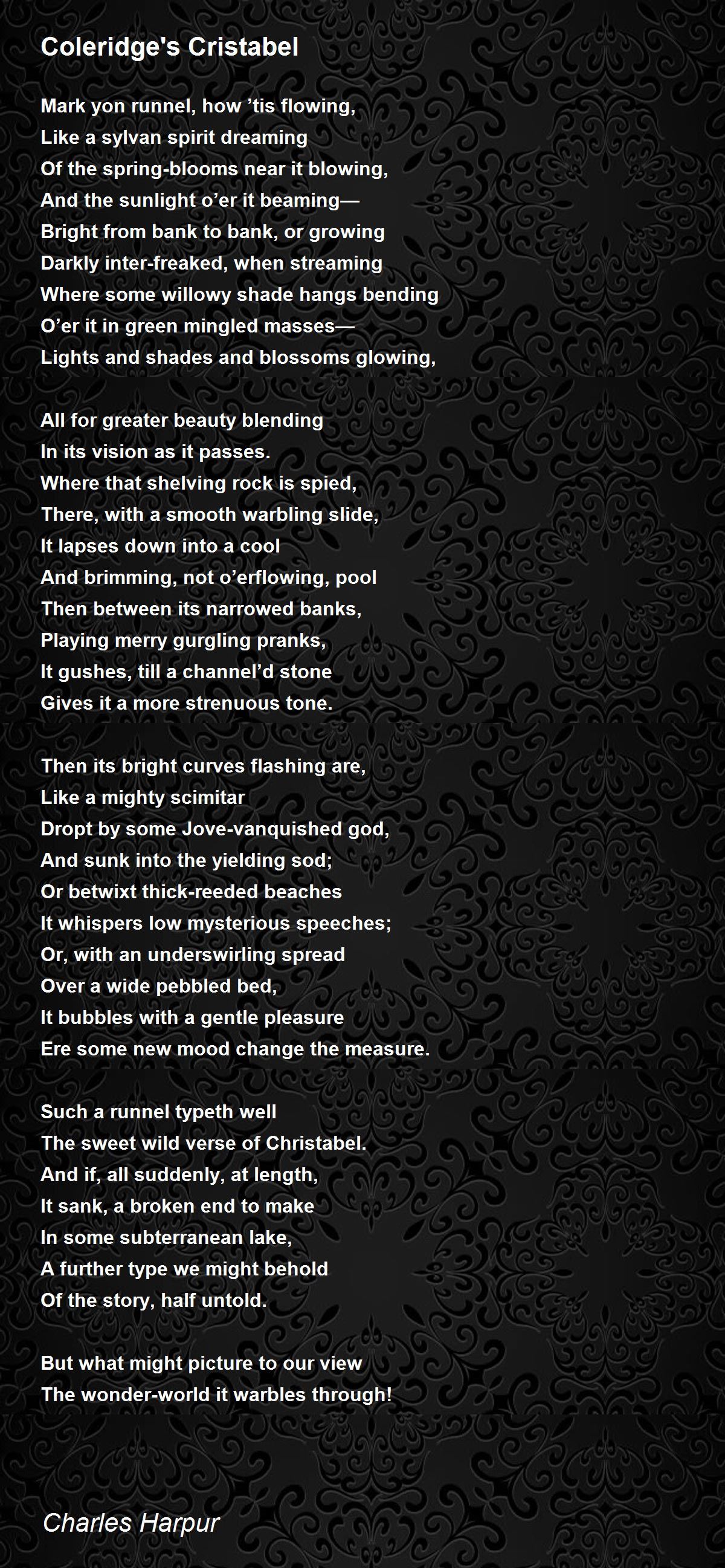 Coleridge's Cristabel Poem by Charles Harpur Poem Hunter