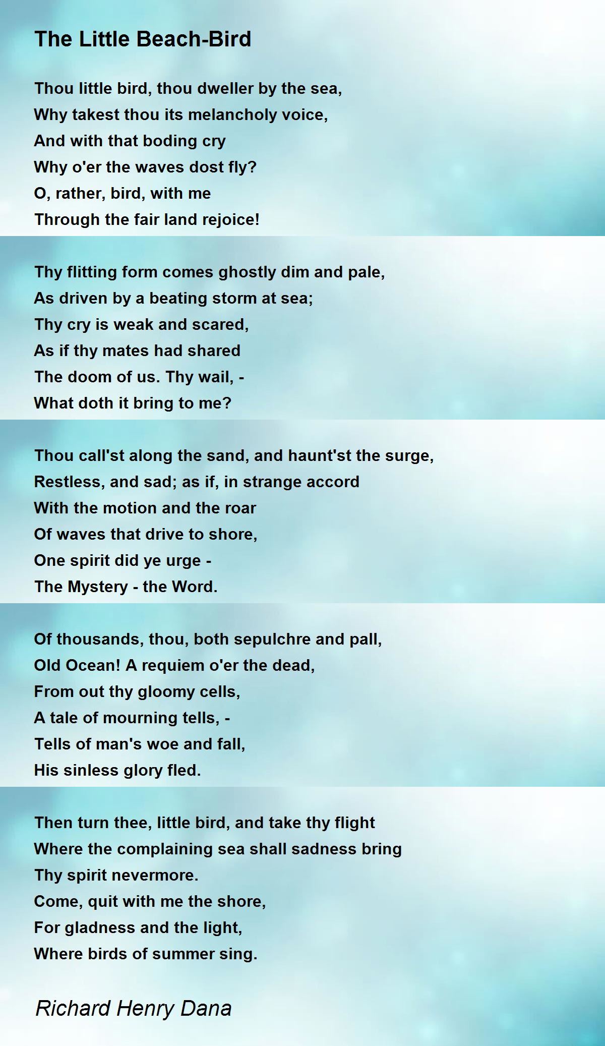 The Little Beach-Bird Poem by Richard Henry Dana - Poem Hunter