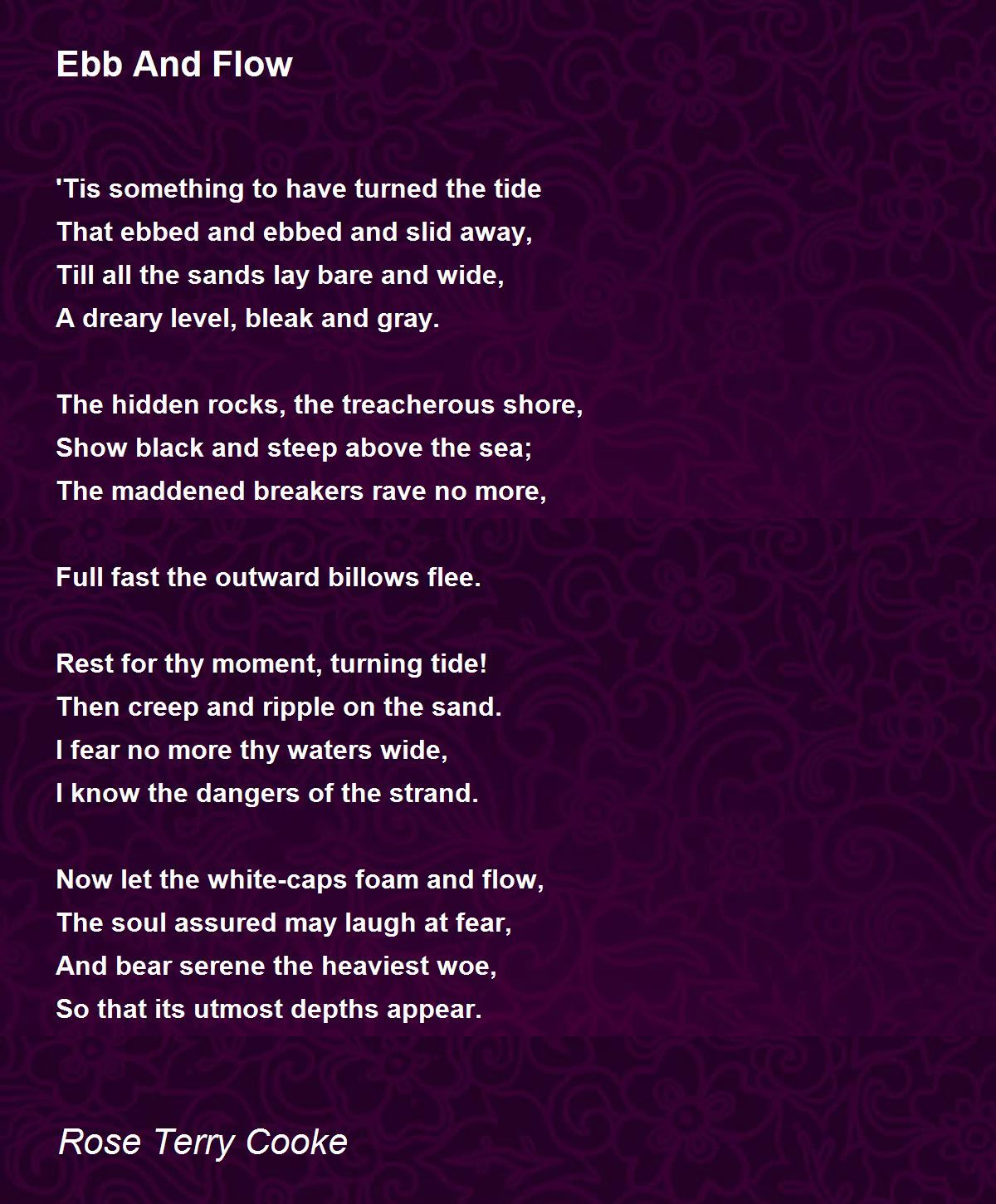 Ebb And Flow Ebb And Flow Poem by Rose Terry Cooke