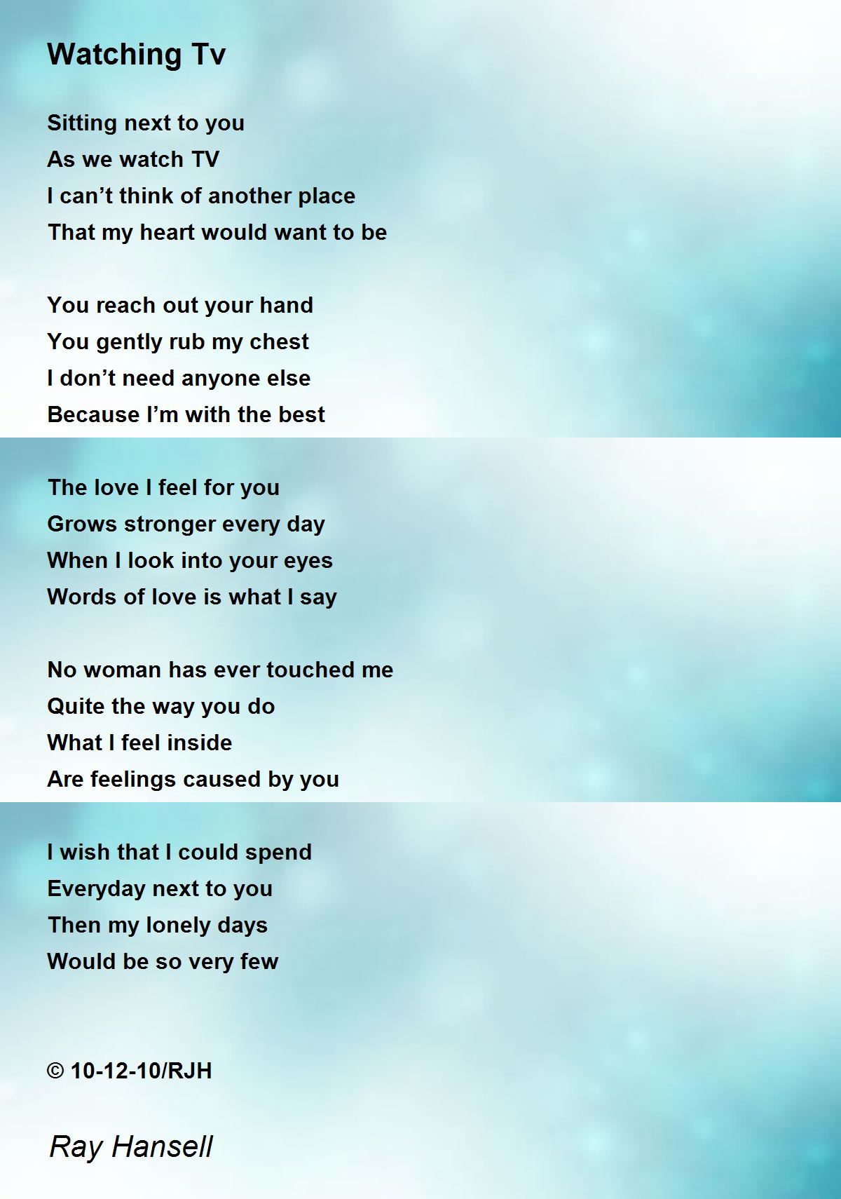 Watching Tv Watching Tv Poem by Ray Hansell