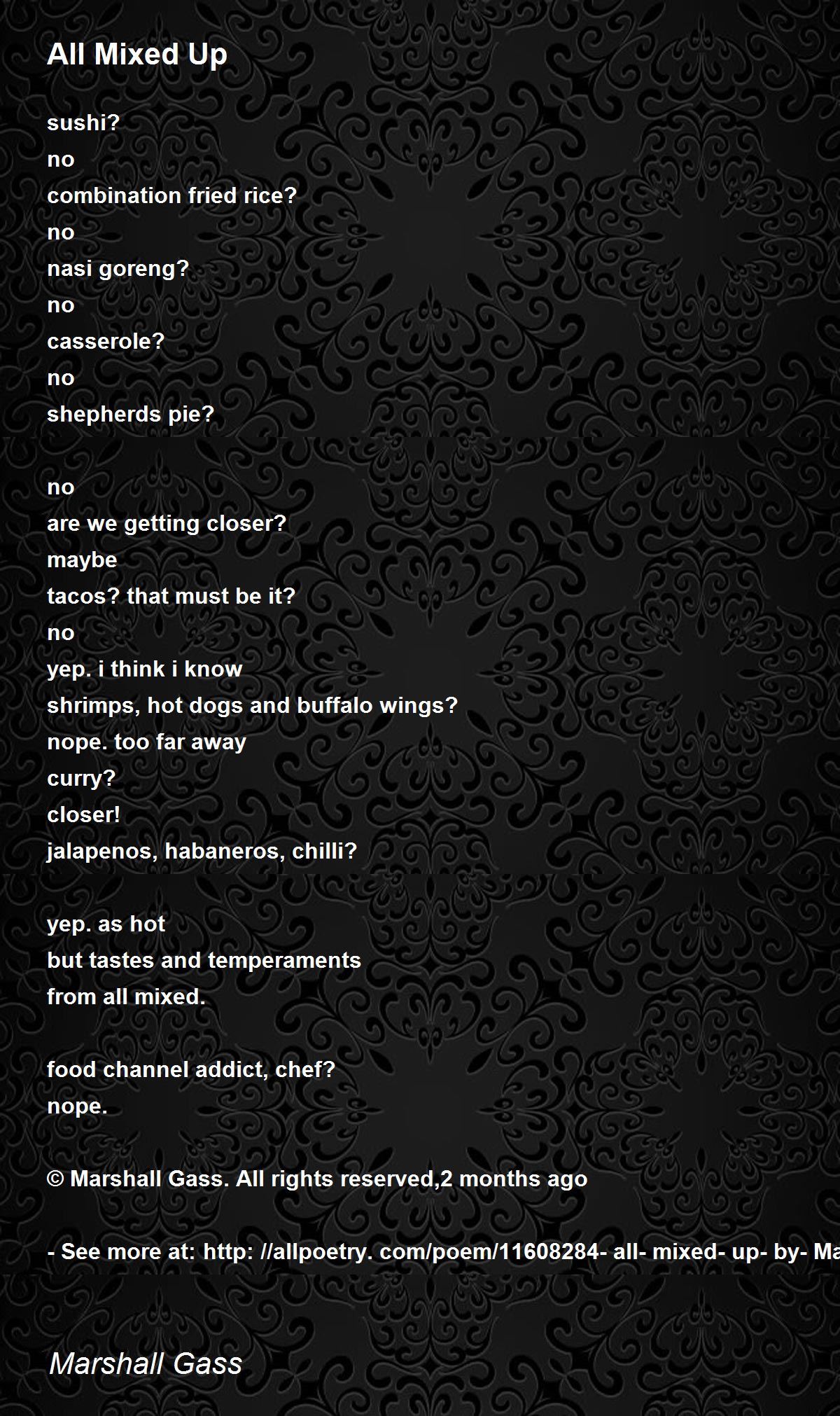 All Mixed Up Poem by Marshall Gass Poem Hunter