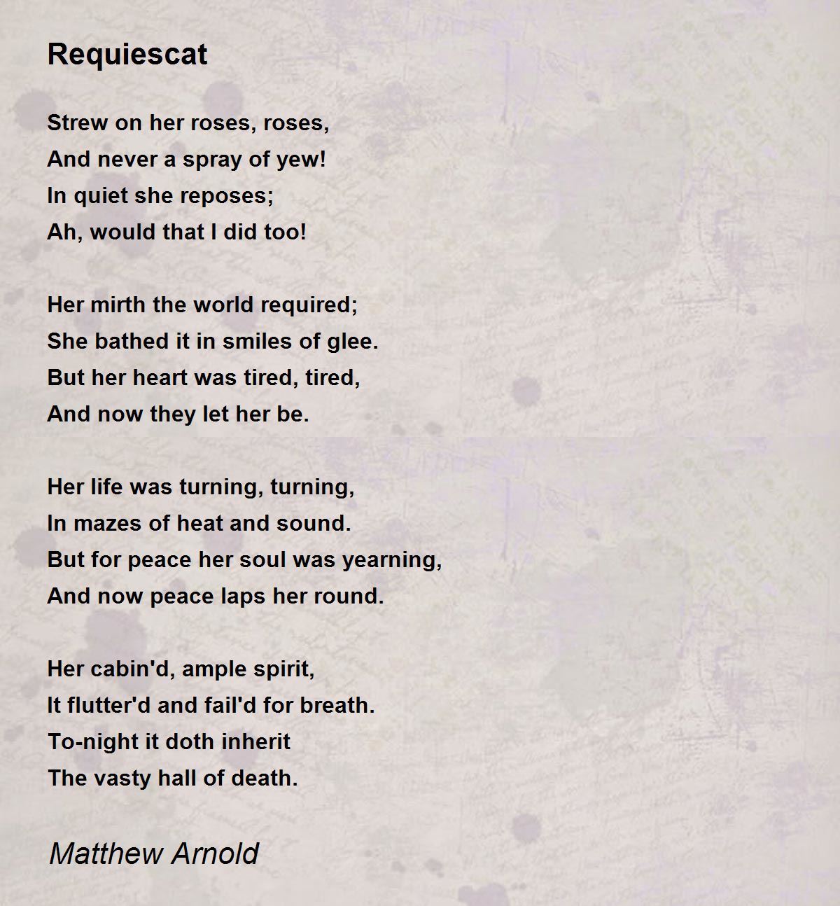 Requiescat Poem by Matthew Arnold - Poem Hunter