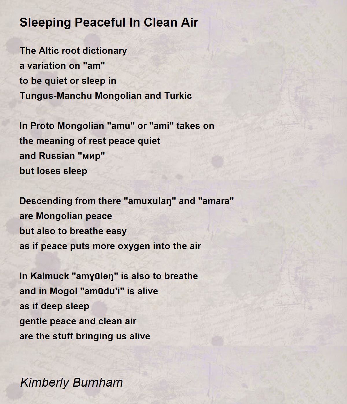 Sleeping Peaceful In Clean Air Sleeping Peaceful In Clean Air Poem by