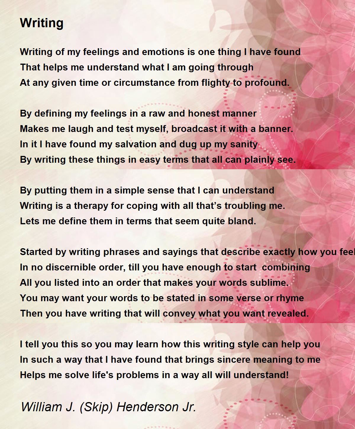 Writing Writing Poem By William J Skip Henderson Jr 