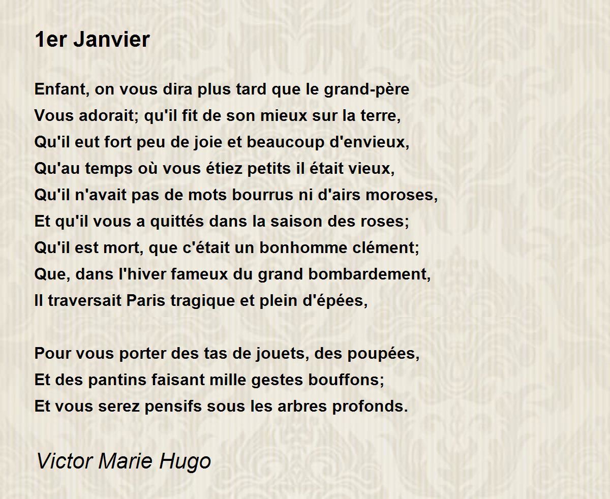 1er Janvier Poem by Victor Marie Hugo - Poem Hunter