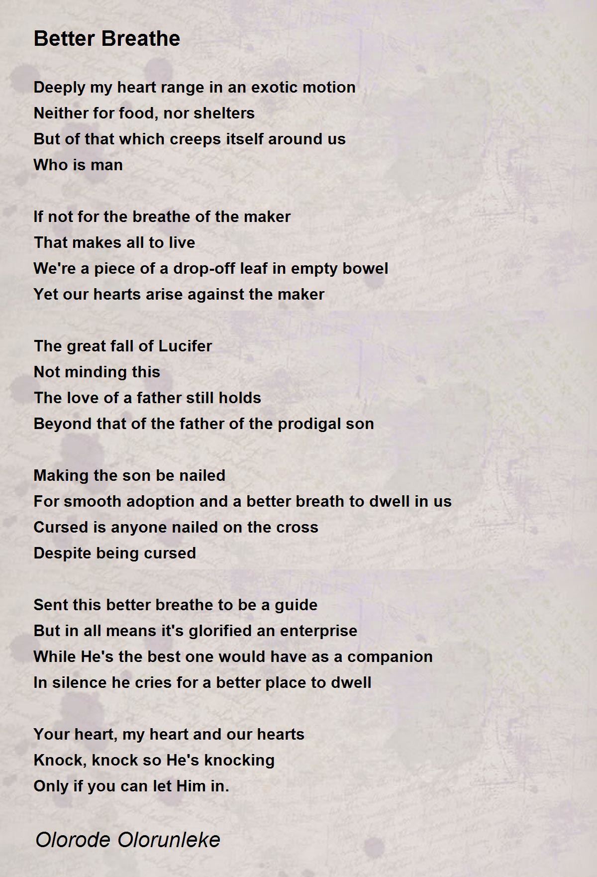Better Breathe - Better Breathe Poem by Olorode Olorunleke