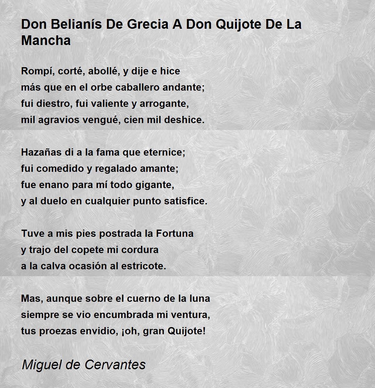 Don Belianís De Grecia A Don Quijote De La Mancha Don Belianís De