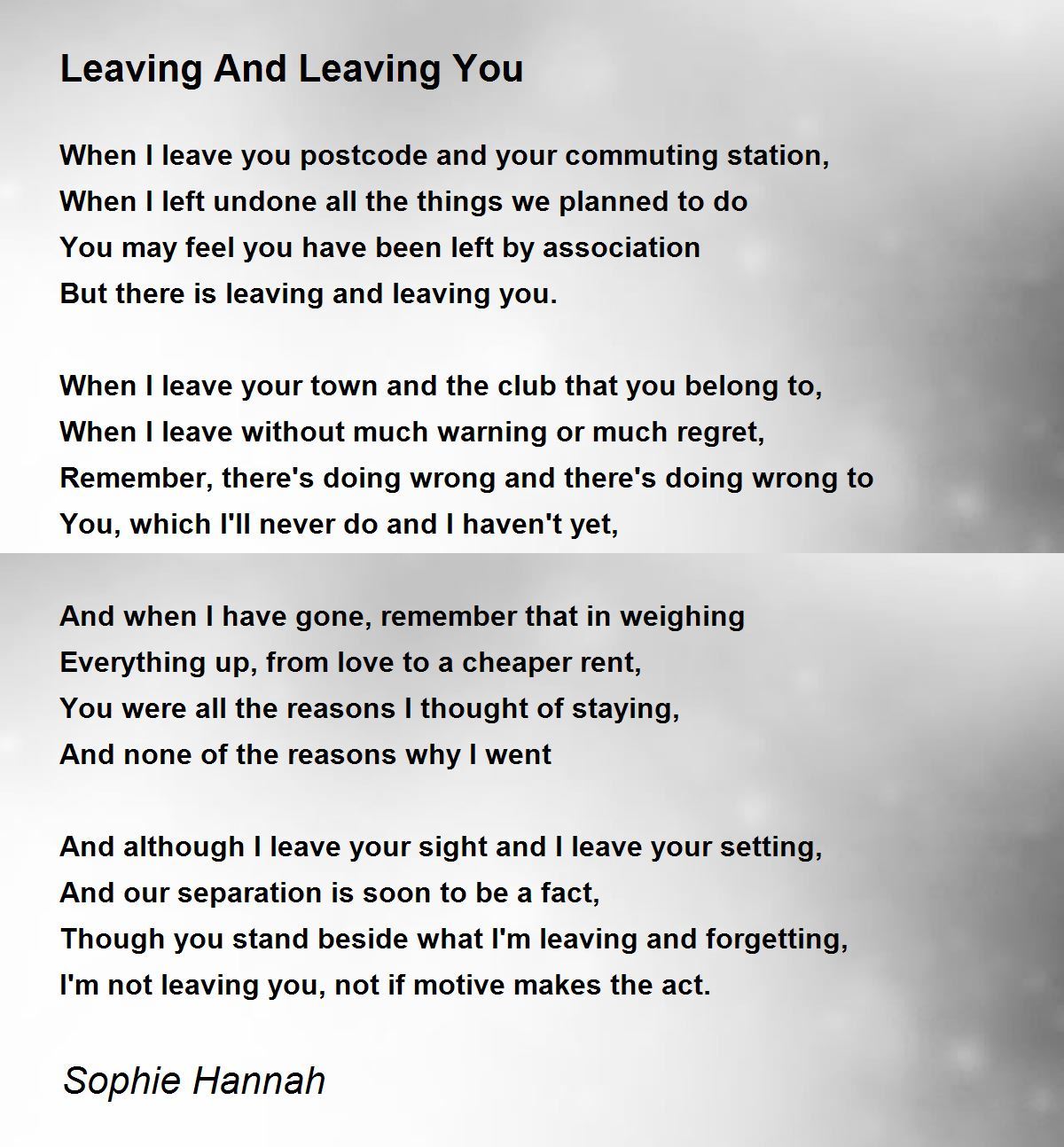 Poems about leaving someone