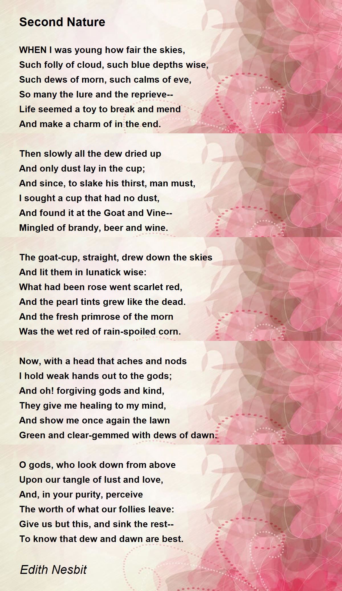 Second Nature Second Nature Poem by Edith Nesbit
