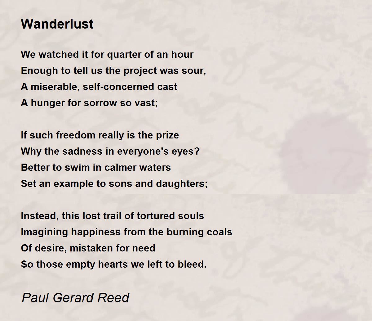 Wanderlust Wanderlust Poem by Paul Reed