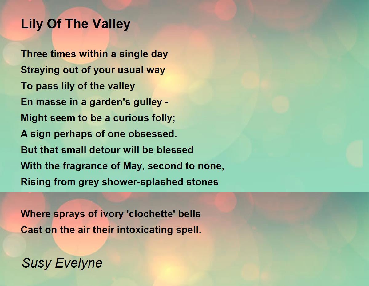 Lily Of The Valley Poem by Susy Evelyne Poem Hunter
