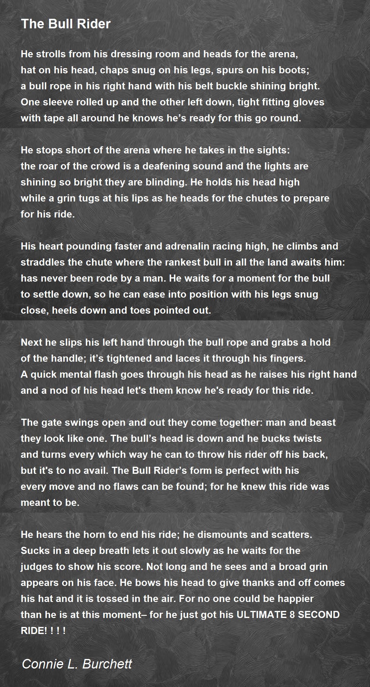 The Bull Rider The Bull Rider Poem by Connie L. Burchett