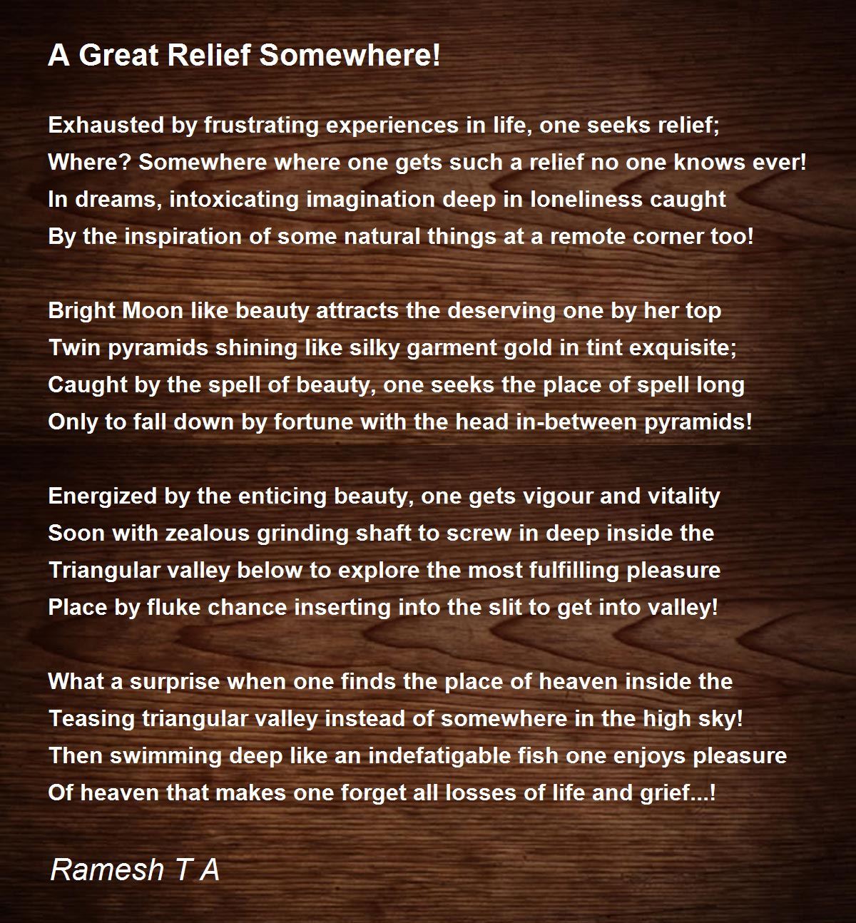 A Great Relief Somewhere! A Great Relief Somewhere! Poem by Ramesh T A