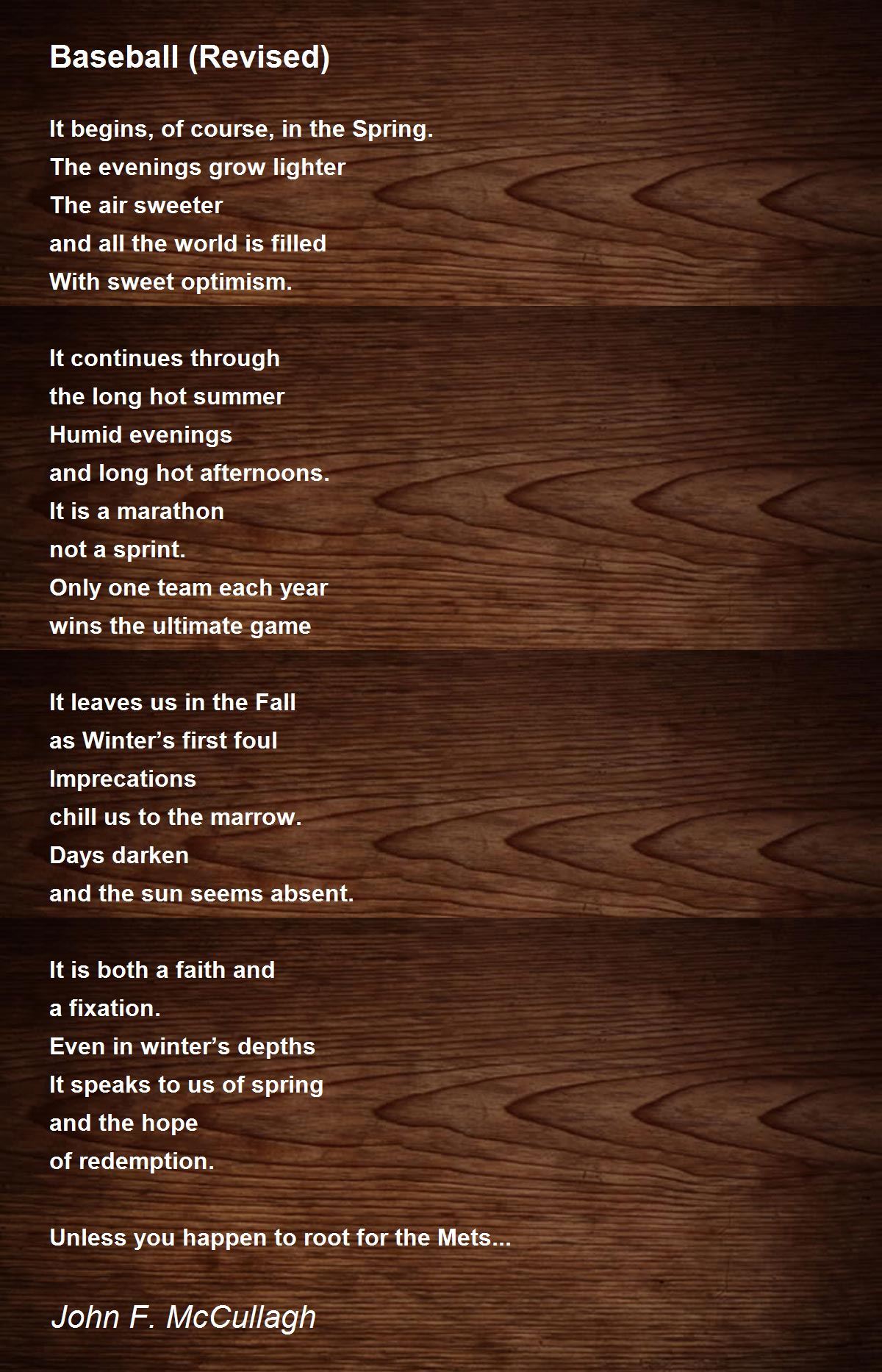 Baseball (Revised) - Baseball (Revised) Poem by John F. McCullagh