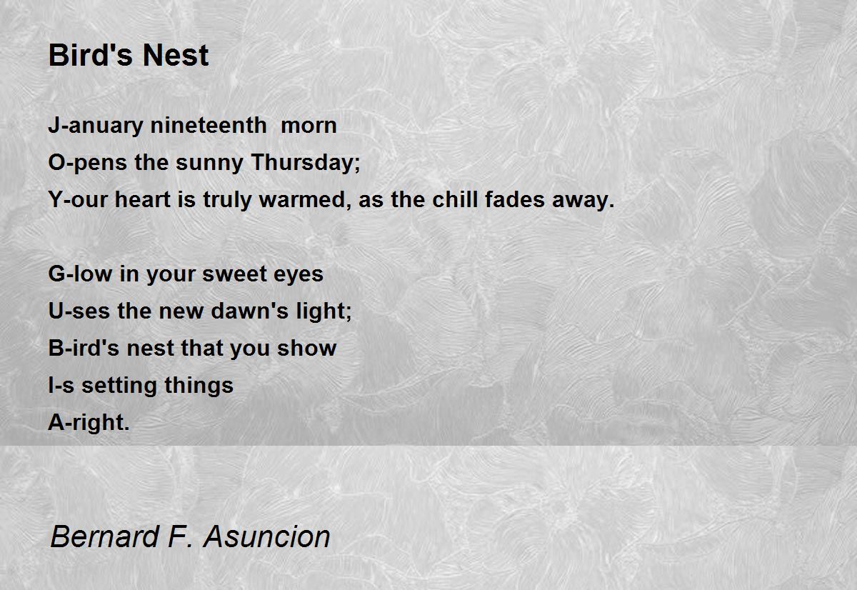 Bird's Nest by Bernard F. Asuncion Bird's Nest Poem