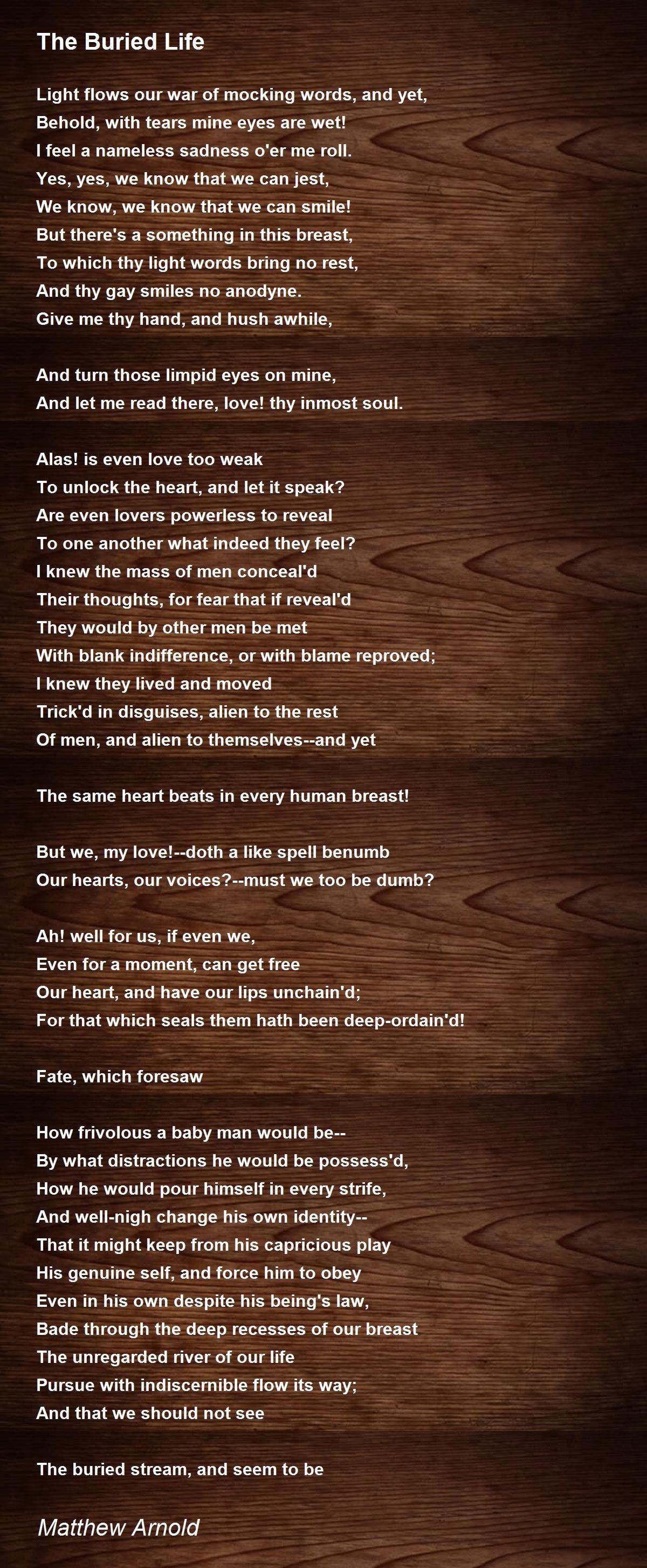 The Buried Life Poem by Matthew Arnold - Poem Hunter
