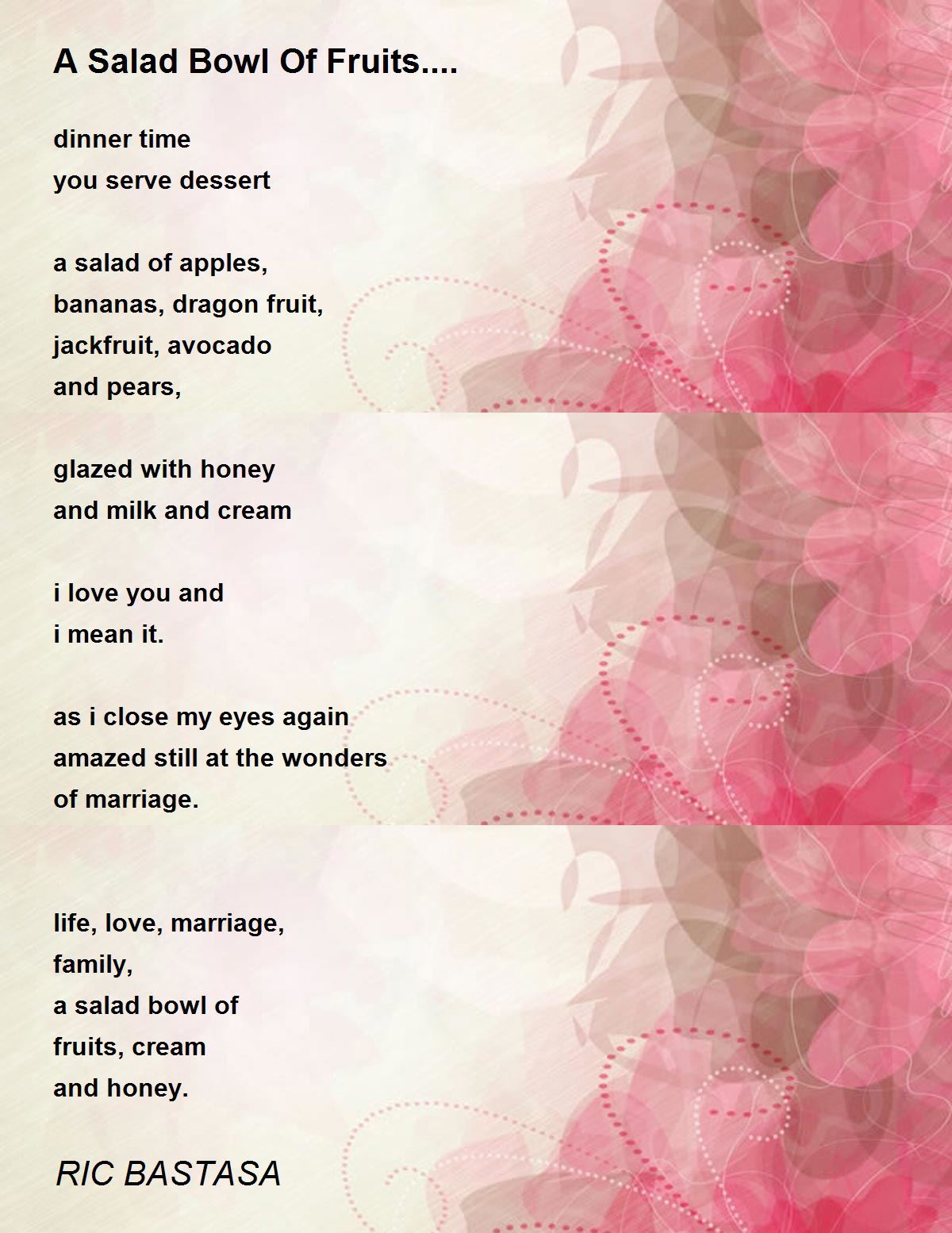 A Salad Bowl Of Fruits.... A Salad Bowl Of Fruits.... Poem by RIC BASTASA