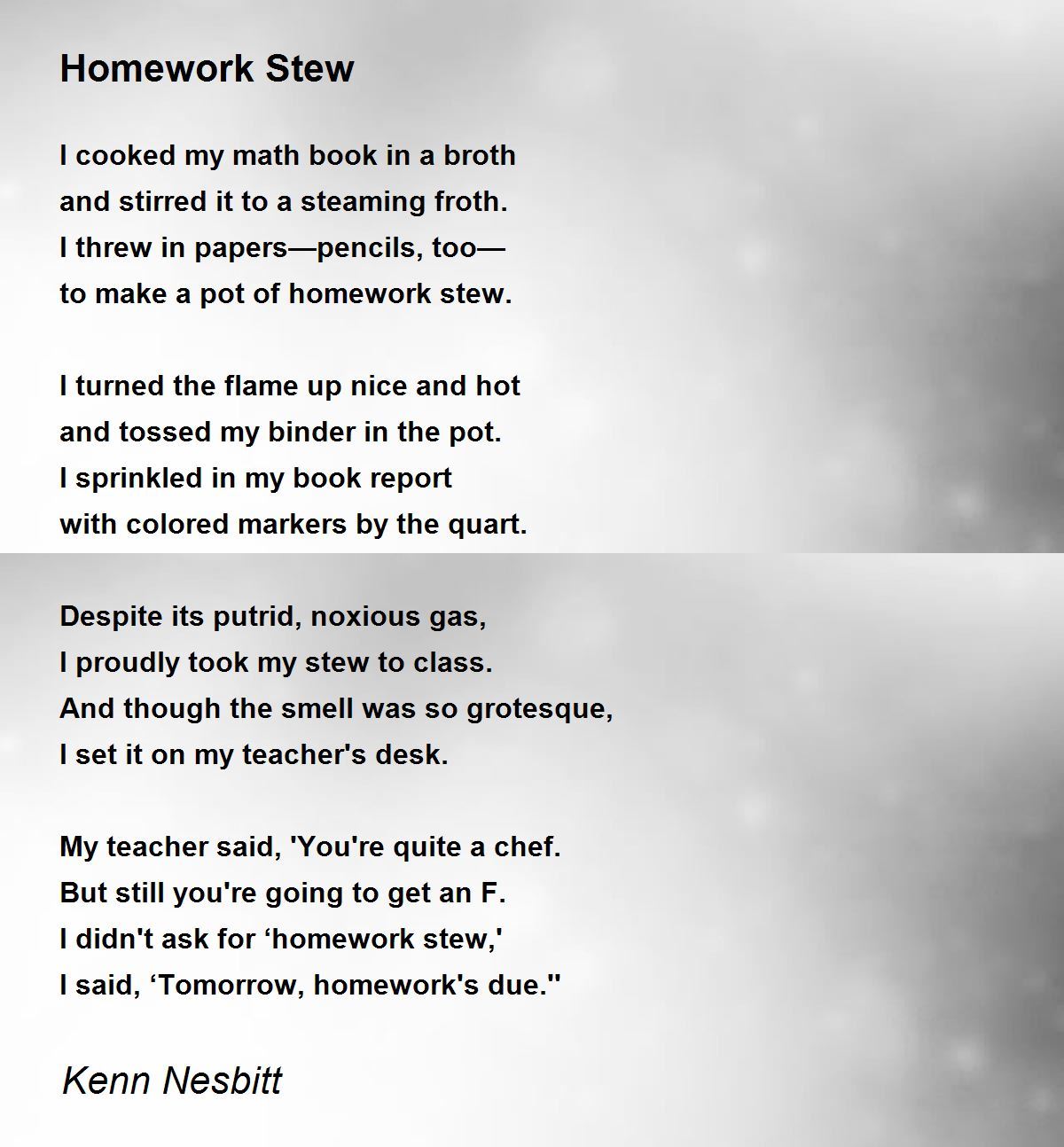 homework stew poem analysis pdf