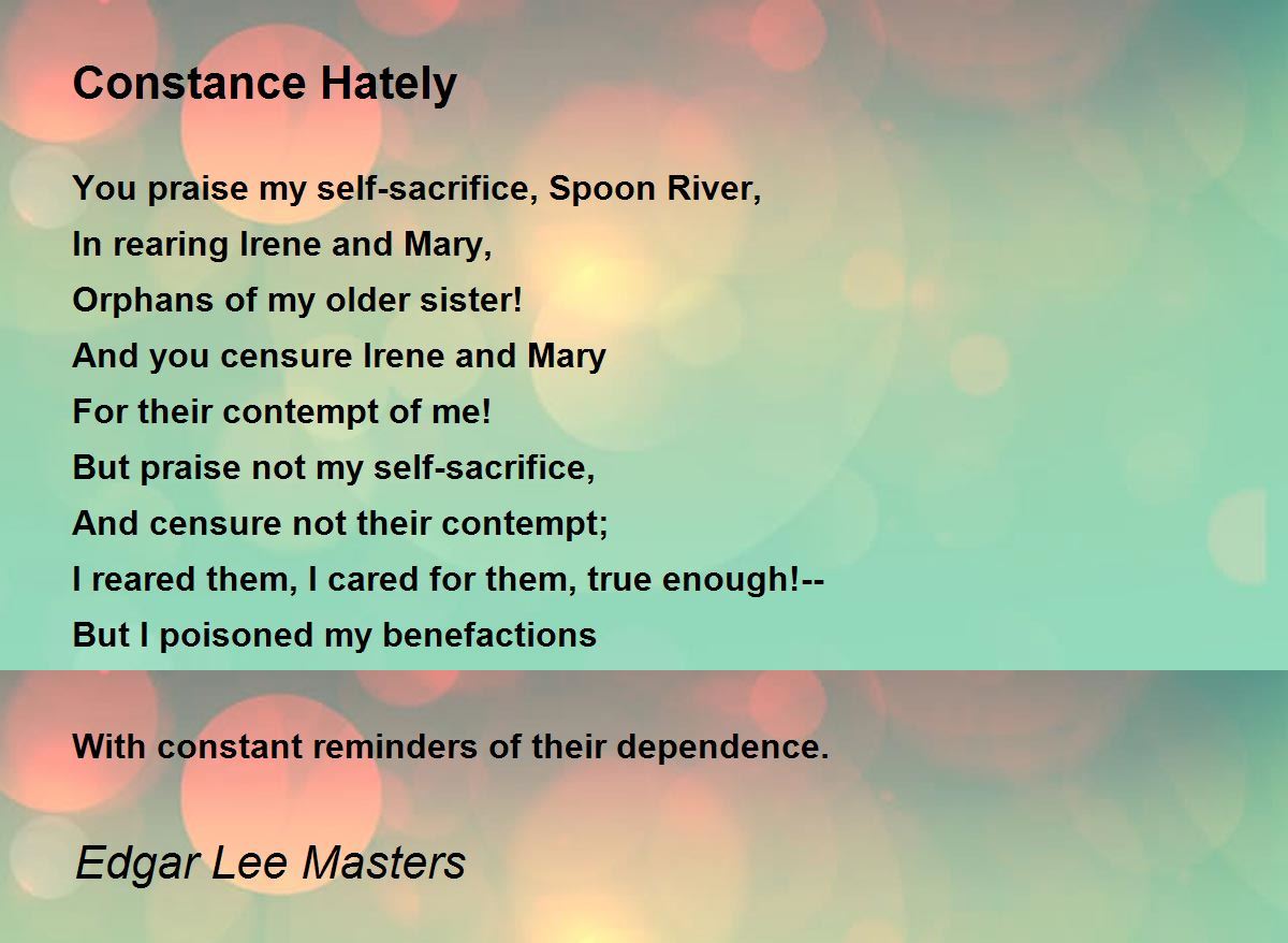 Constance Hately Poem by Edgar Lee Masters - Poem Hunter